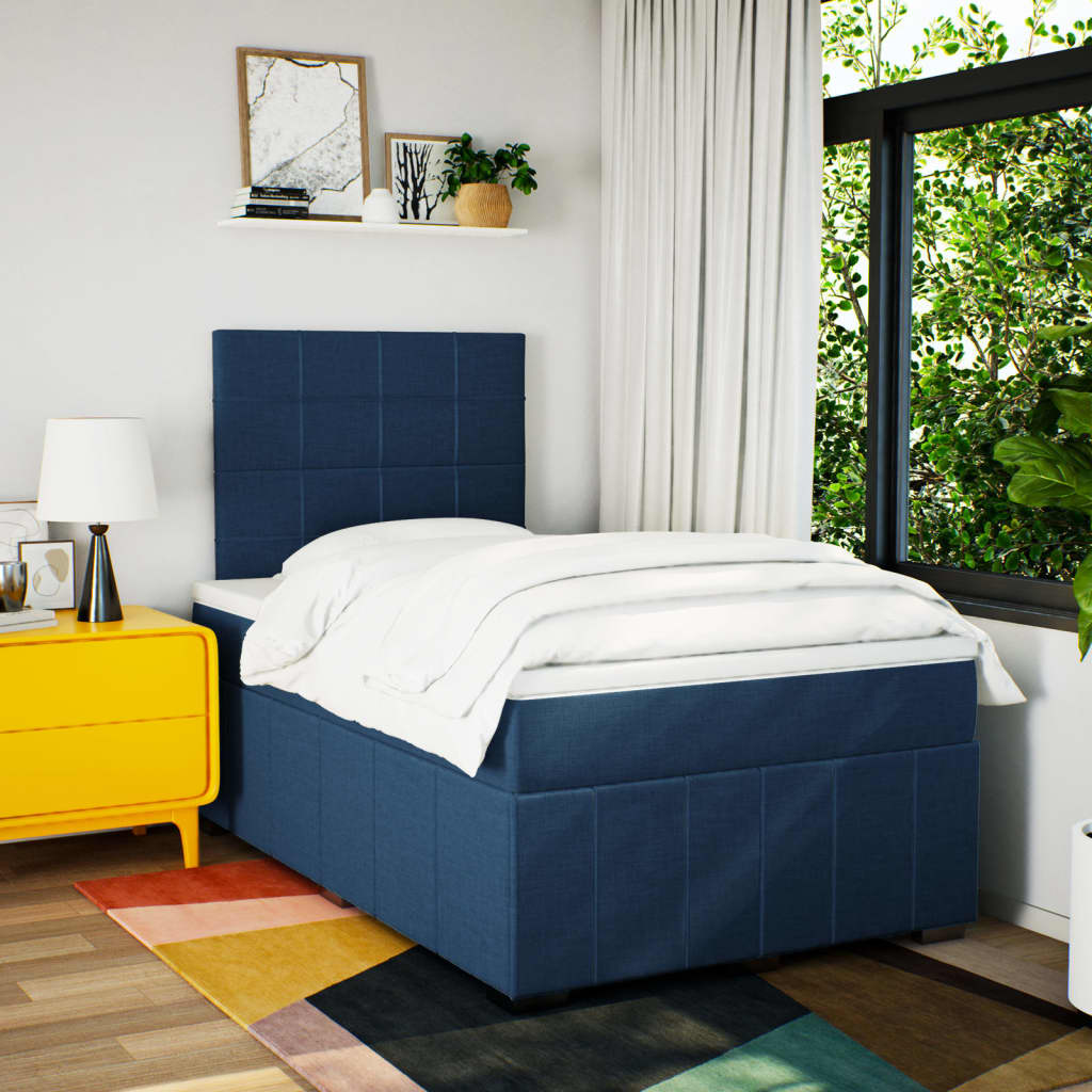 Maison Exclusive - Sommier à lattes de lit avec matelas Bleu 120x200 cm Tissu - 5