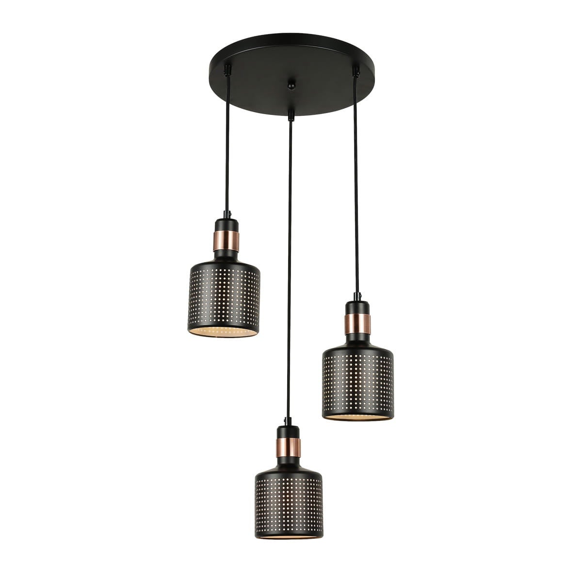 Lampa wisząca Restenza czarno-miedziana 3 x E27 x 40W wym:100x38x38cm Italux