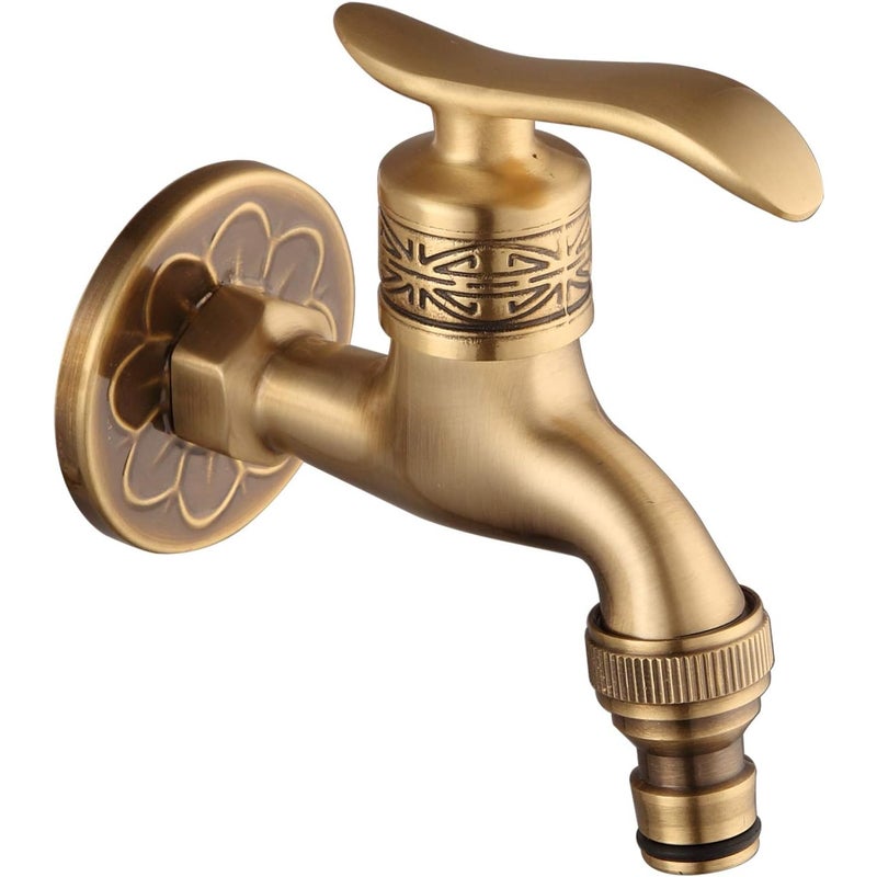 szt. Antyczny mosiężny kran z zimną wodą, uchwyt ścienny do pralki, do łazienki