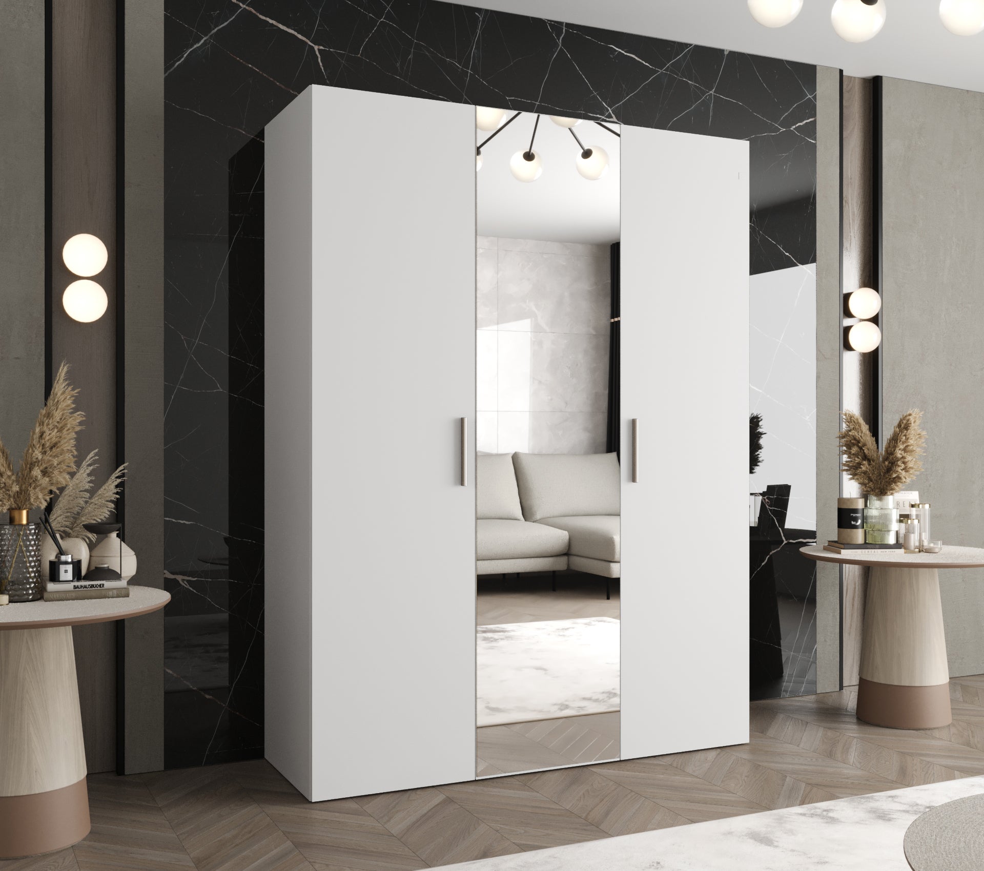 Szafa uchylna otwierana Bari 2 150 x 52 x 202 cm biały + u. srebrny Abiks Meble - 2
