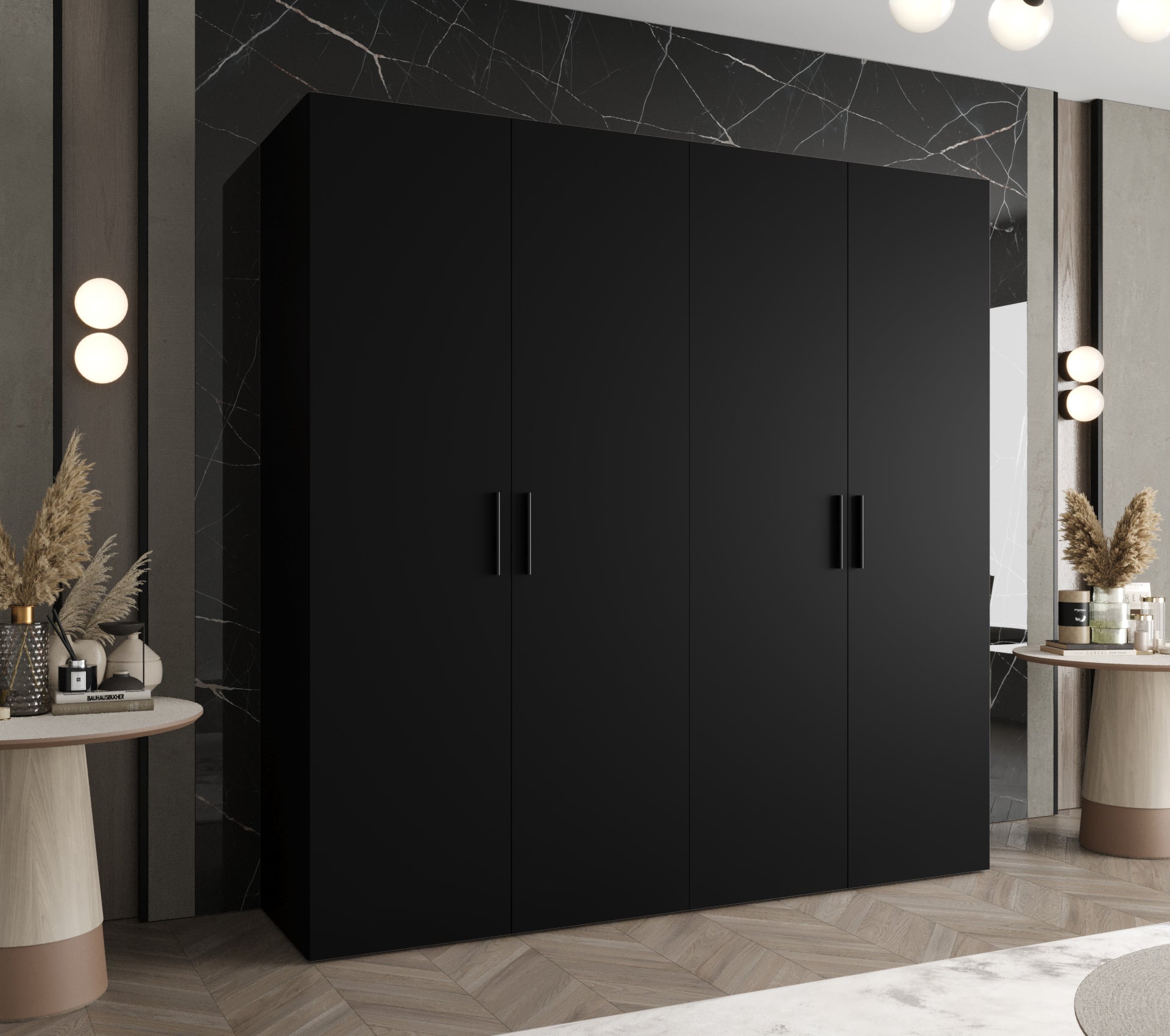 Szafa uchylna otwierana Bari 1 200 x 52 x 202 cm czarny + u. czarny Abiks Meble - 2