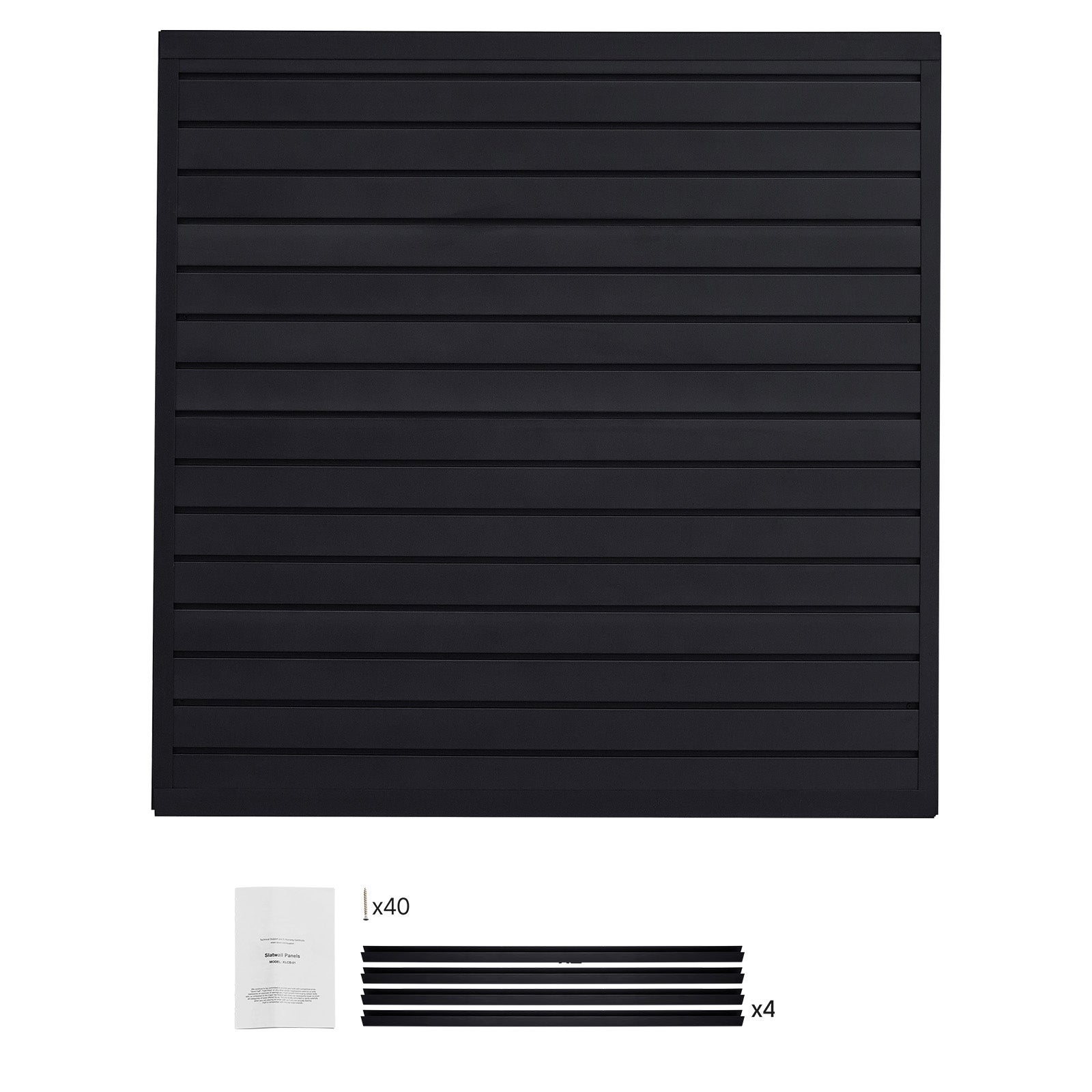Panel de listones succebuy de pvc de 4 x 4 pies, diseño modular negro. fácil de instalar, con estructura de acoplamiento y opciones de corte diy