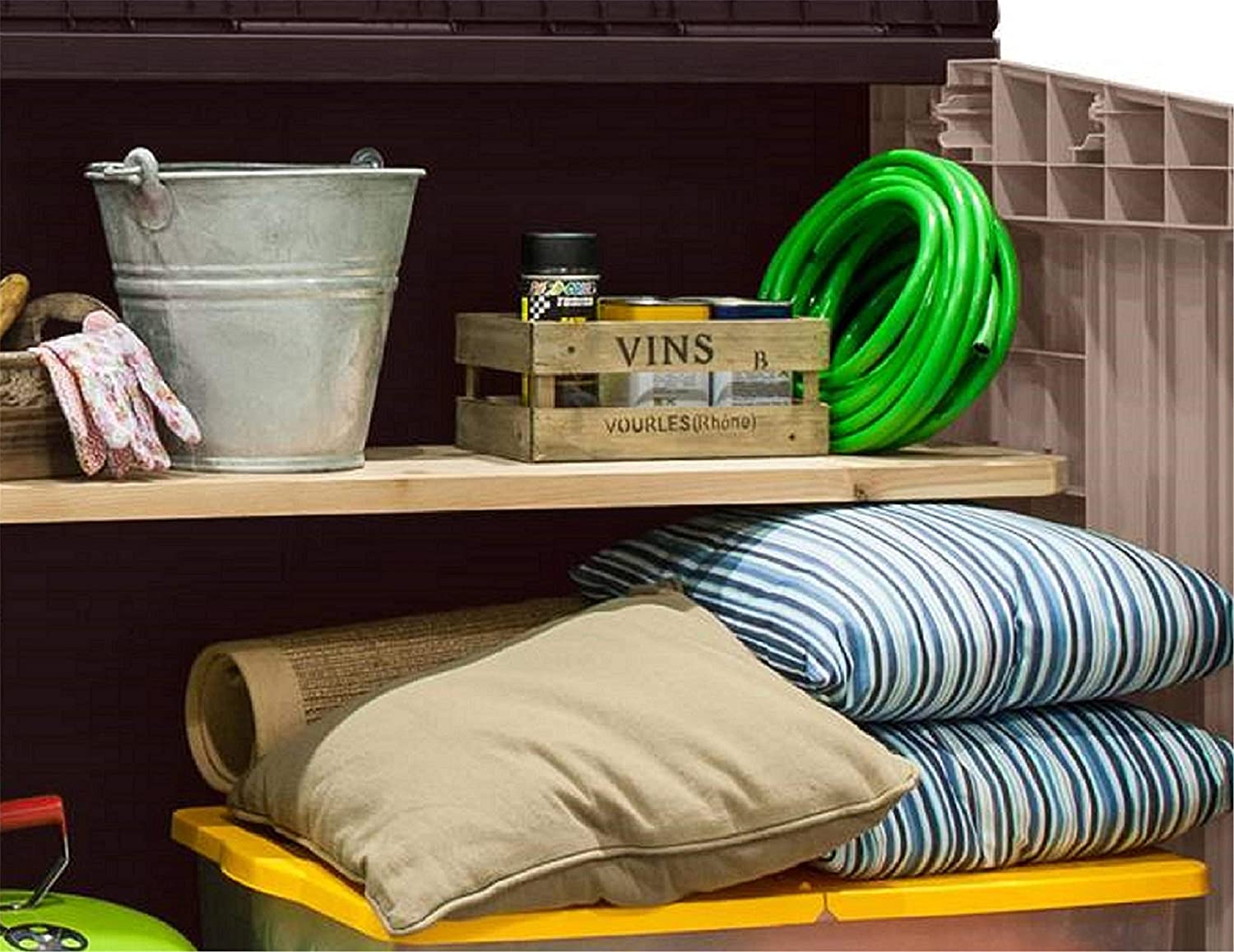 Armadio Porta Attrezzi da Giardino 130x110x74 cm in Resina Keter Store It Out Midi Beige - 8