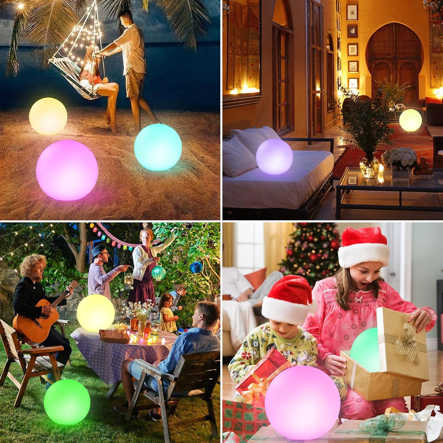 RGB Lampe Solaire pour Jardin D'Extérieur, Lumineuse Exterieure 30CM/12 Inch Boule, IP66 Kit Eclairage Solaire à Intensité Variable Decoration Terrass - 4