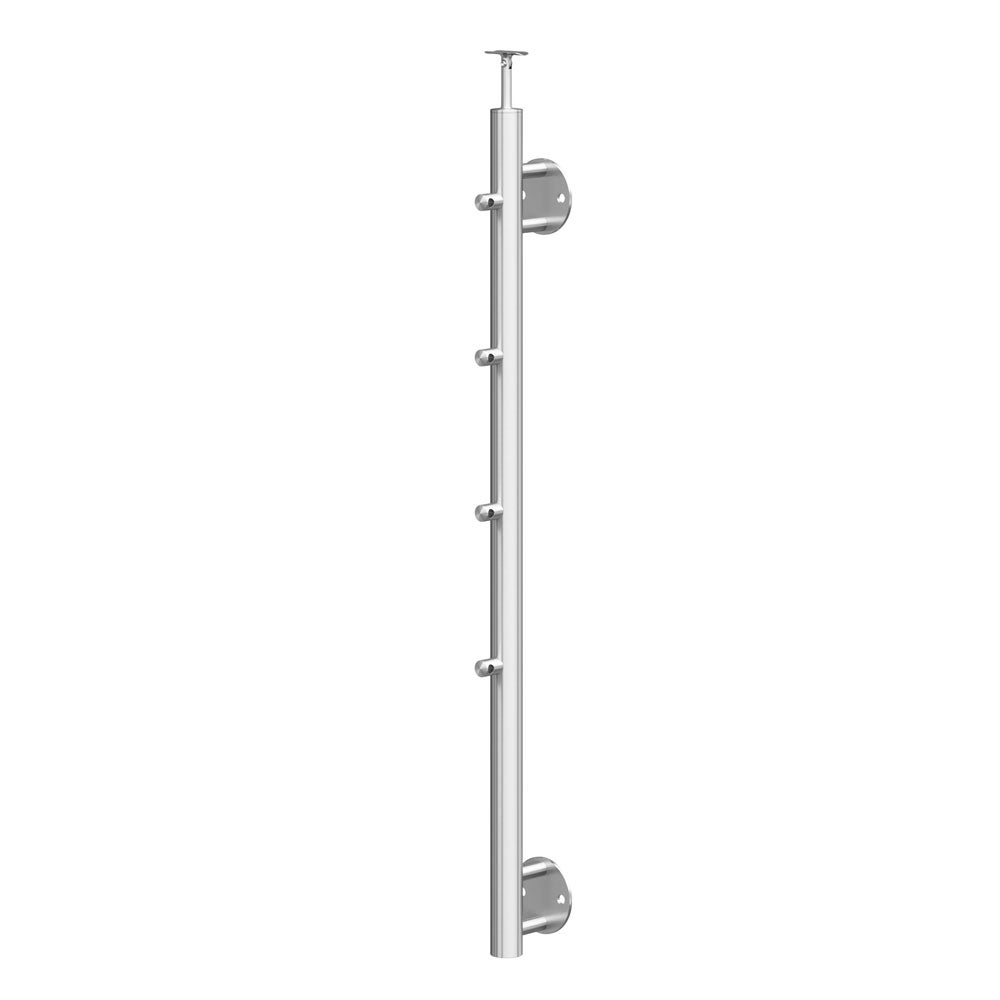 Słupek balustrady AVIS, balkon francuski fi42,4 x 1170 mm dla 4 rurek fi12,0 mm, stal nierdzewna, szlifowany, 1 szt.