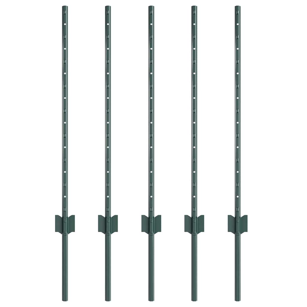 vidaXL Poteau de clôture enchâssé 5 pc Vert 120 cm - 2