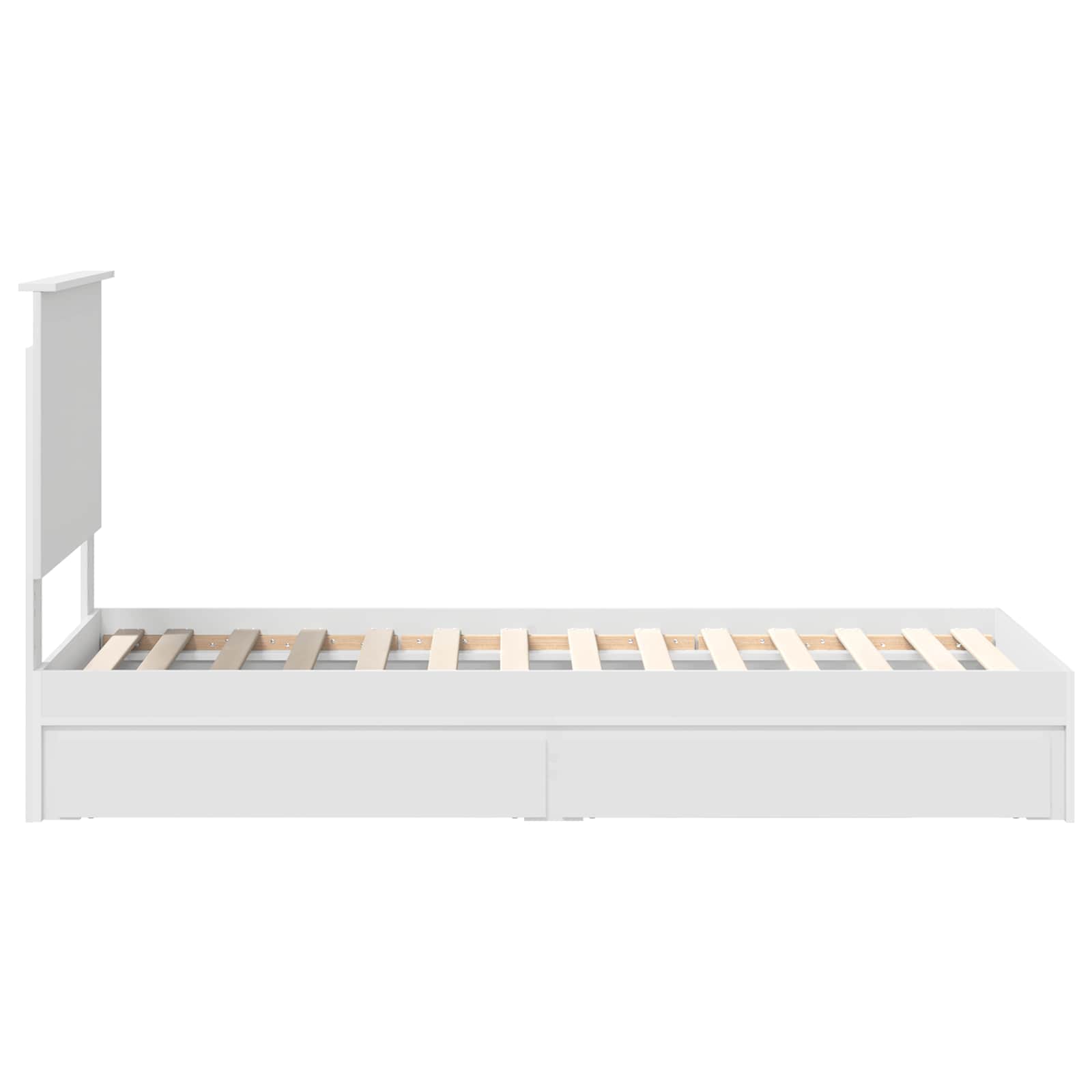 Lit de rangement blanc 75 x 190 cm en panneau de bois - 9