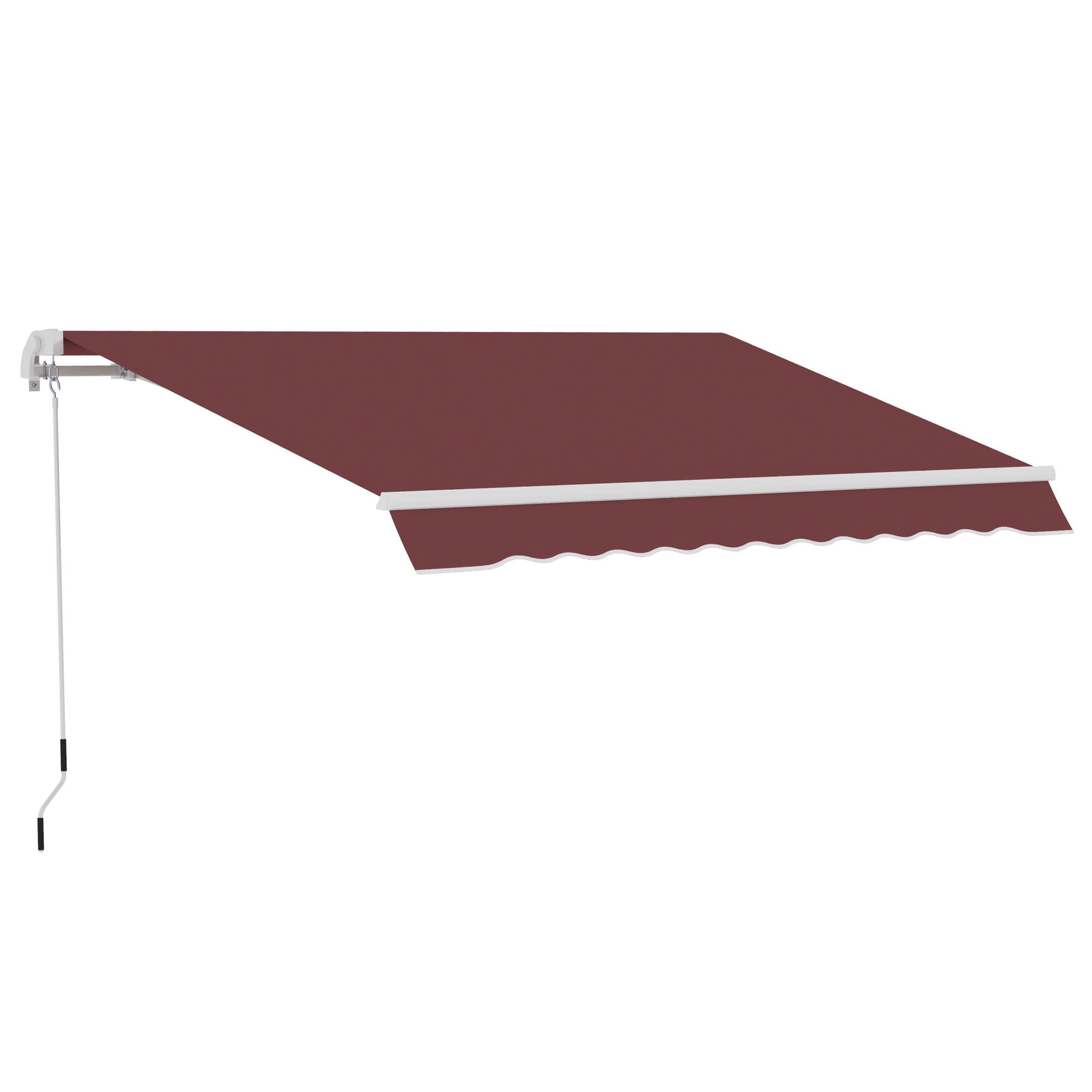 Toldo manual retráctil outsunny aluminio, poliéster rojo vino 350x250x148 cm