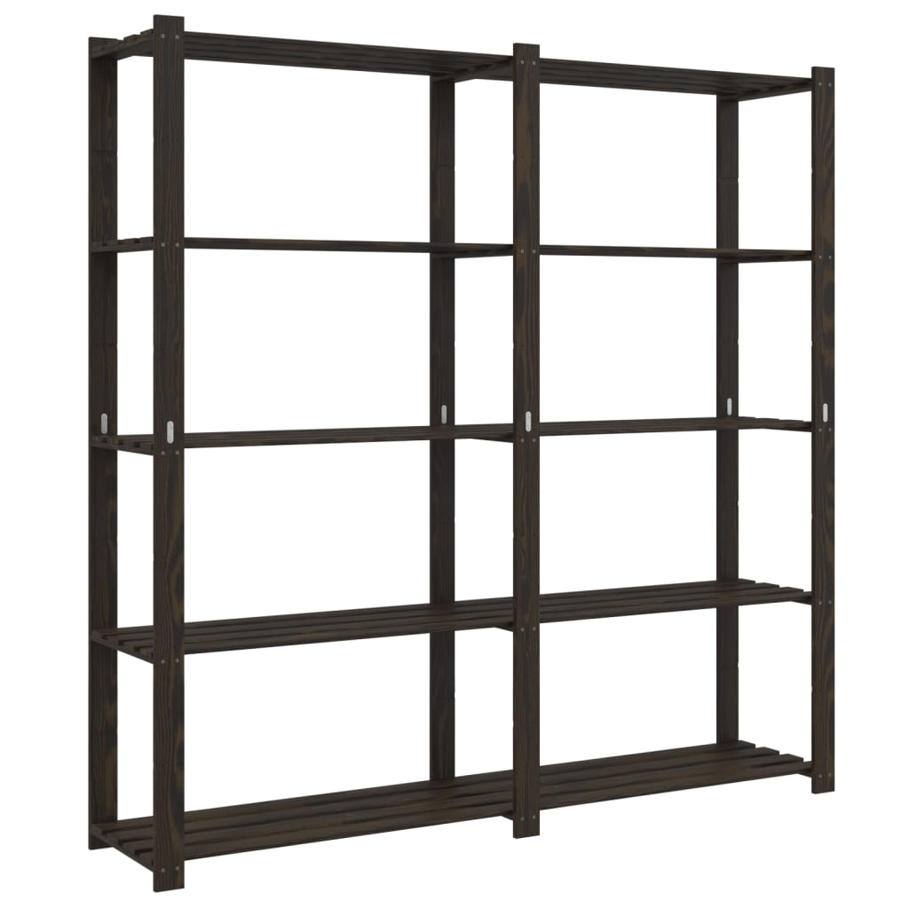 Support de rangement à 5 niveaux noir 170x38x170 cm bois pin - 2