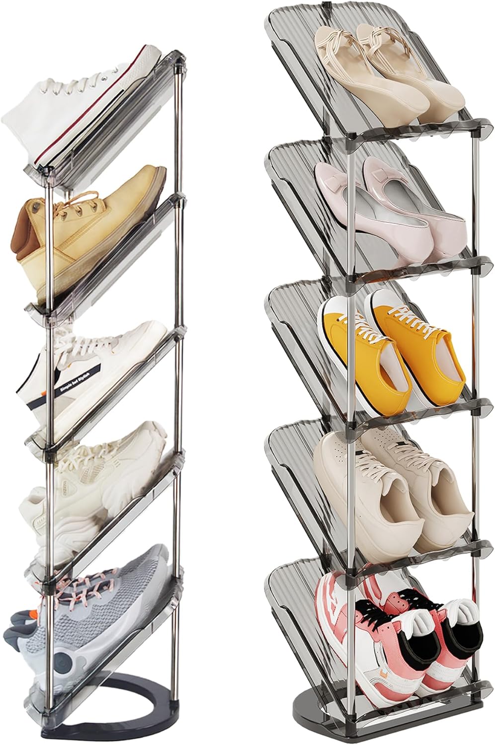 Scarpiera in Metallo Tessuto a Rete Organizer per Scarpe Stretto e Sottile da appoggio Ripiani Alti inclinati Scaffale per Scarpe per Armadio Ingresso Corridoio (33,5 Lx11,82 Px48,1 A, 6 li