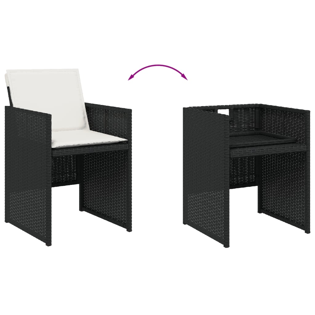Set de muebles jardín 5 piezas con cojines ratán sintético negro - 6
