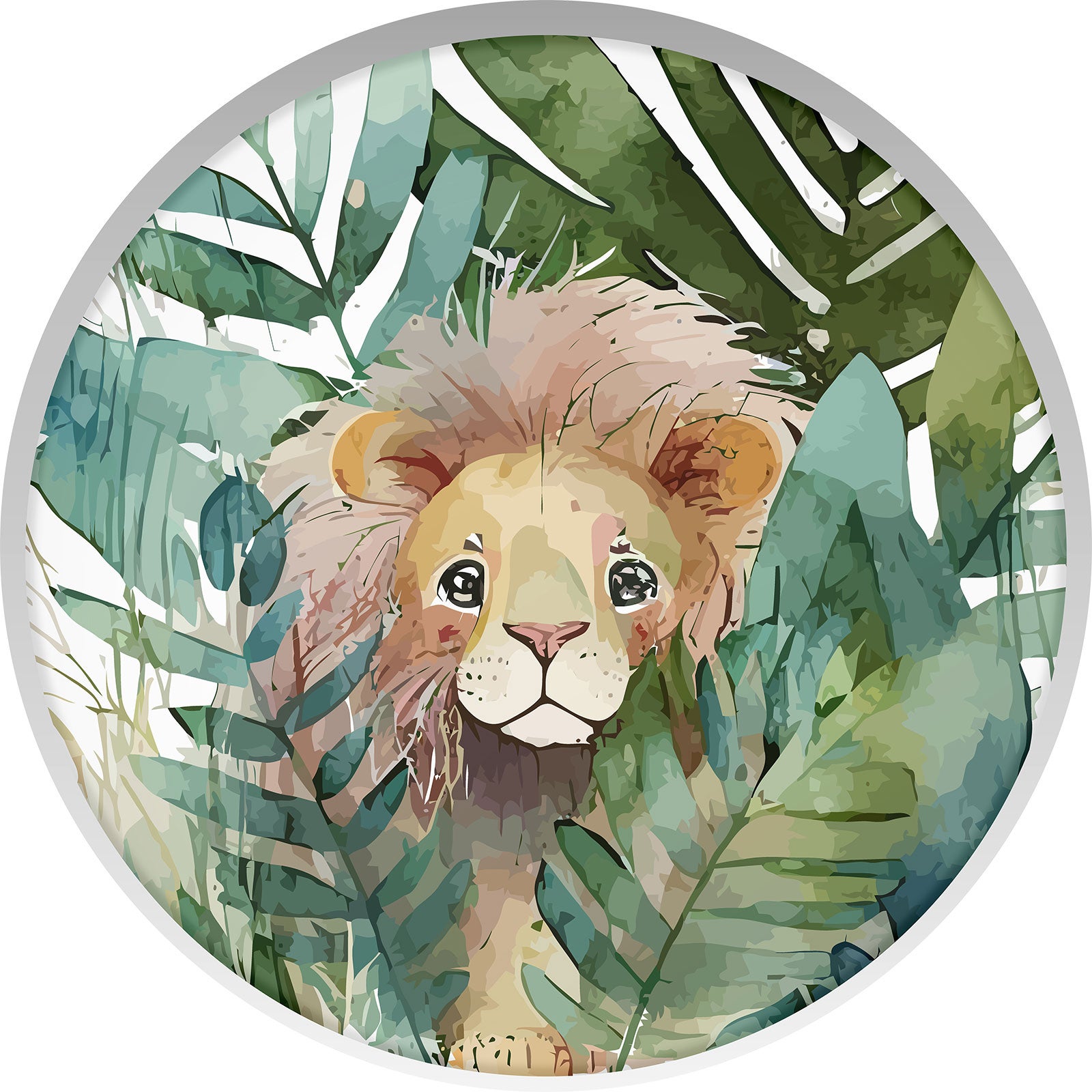 Stickers Trompe l'oeil Arche ronde Enfants - Lion - Diamètre 90 cm ...