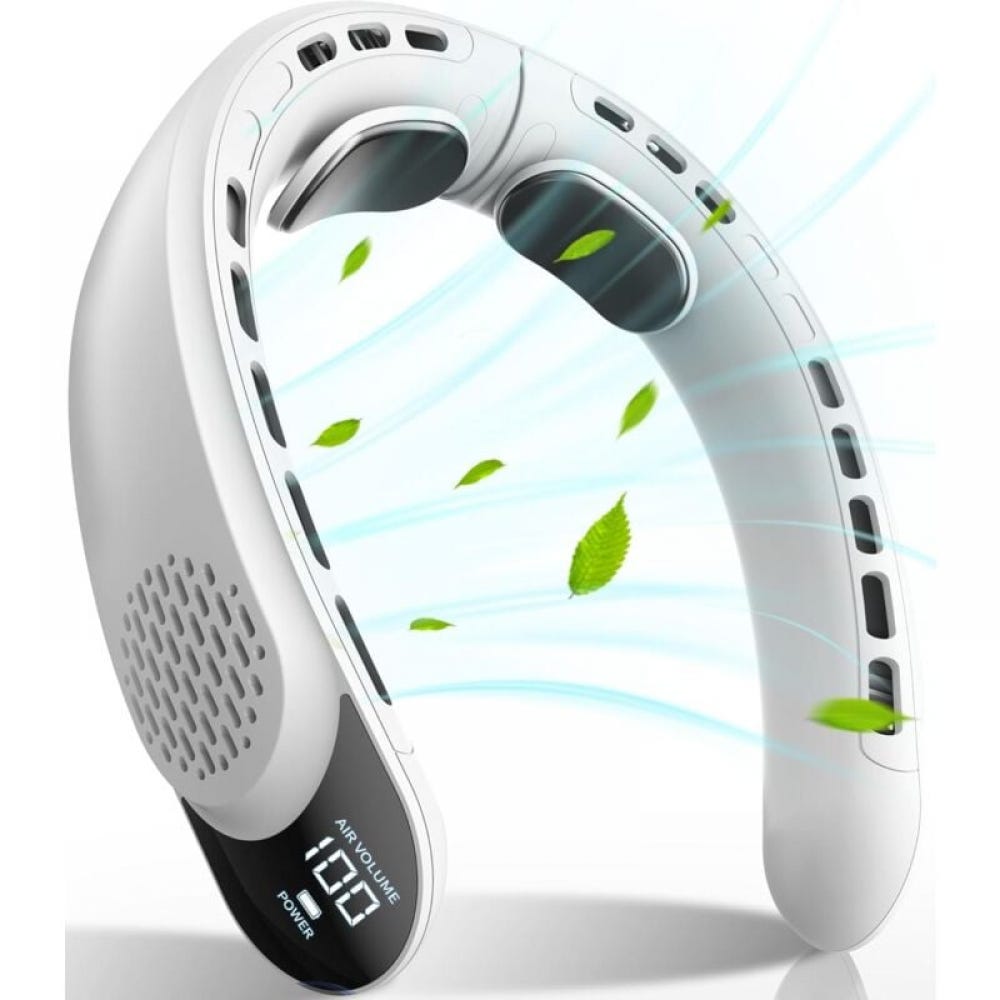 Ventilatore Collo Portatile, 4000mAh Silenziosi Portable Neck Fan, Senza Lama a Torsione 360° per Ufficio, Con Luci a LED Display Della Batteria, 5 Velocità Mini USB Ventilatore da Collo, Bianco Ventilatore Collo Portatile, 4000mAh Silenziosi Portable Neck Fan, Senza Lama a Torsione 360° per Ufficio, Con Luci a LED Display Della Batteria, 5 Velocità Mini USB Ventilatore da Collo, Bianco