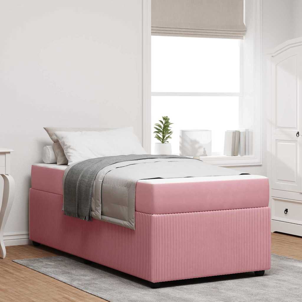 Cama individual | Cama para adultos | Estructura de cama con colchón Otro Rosa 90 x 200 cm Terciopelo - 2