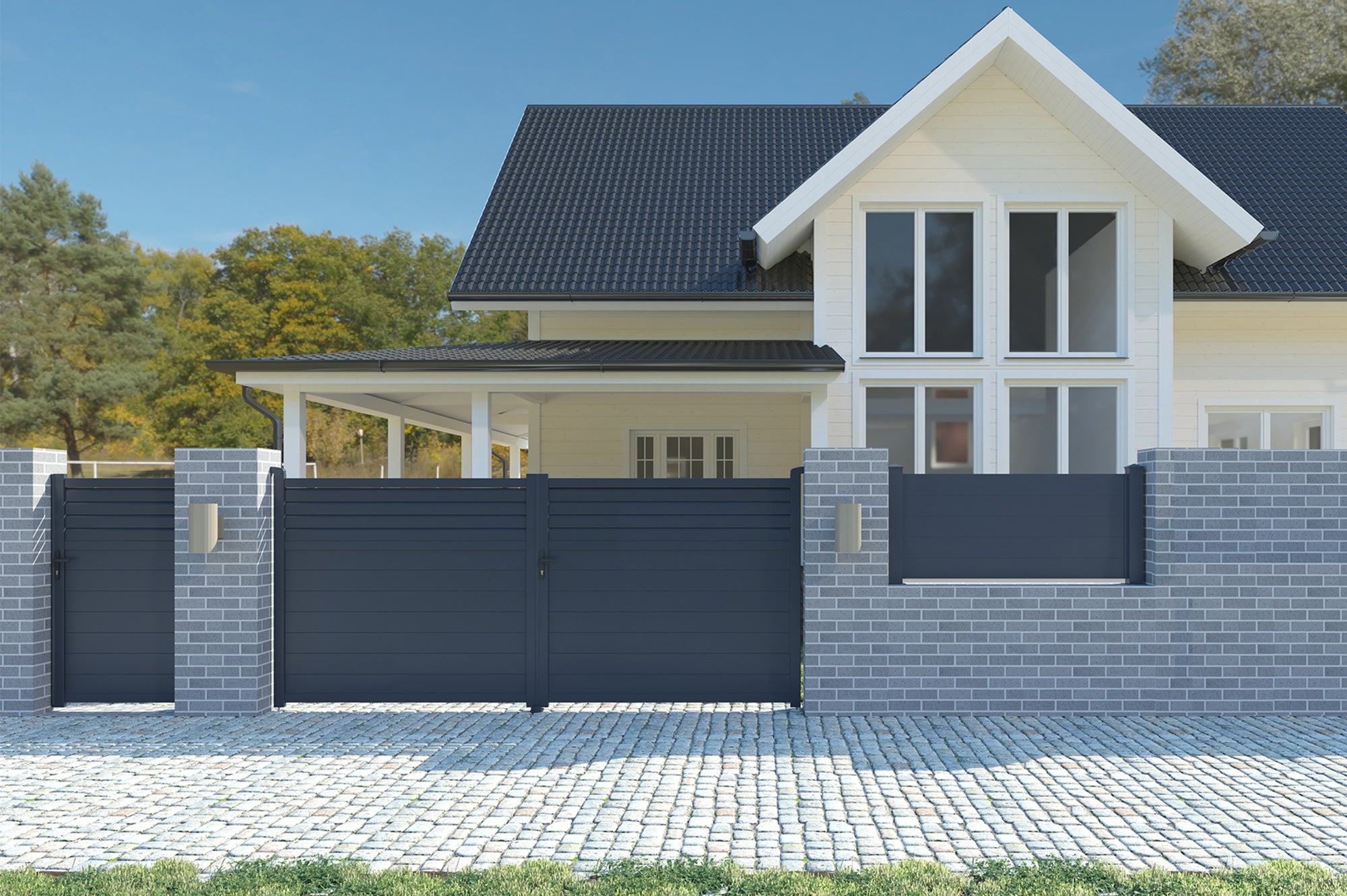 Portail battant 3m CARPATIA H.180cm aluminium gris - 4