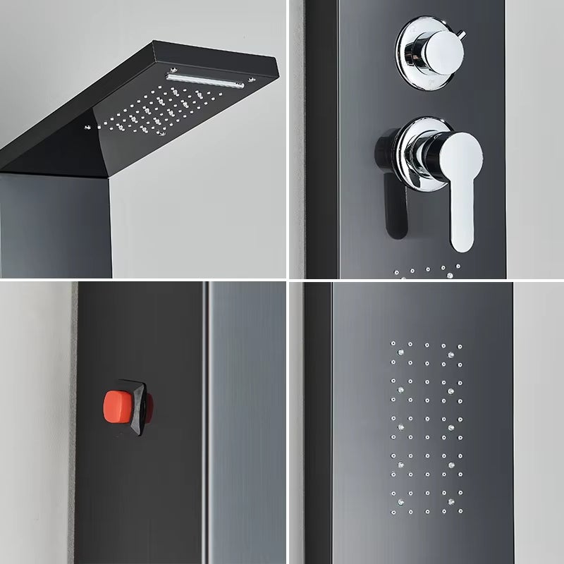 Panneau de douche LED, colonne de douche cascade sur pied avec pommeau de douche, douche de pluie murale (Noir) - 6