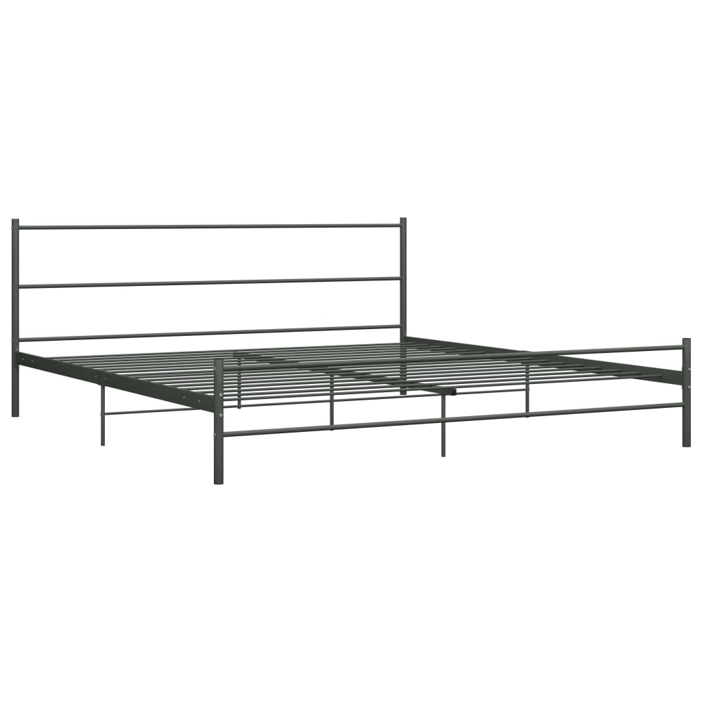 Łóżko Metalowe Szare Rama Łóżka Ze Stelażem Do Pokoju Sypialni 200 x 200 cm