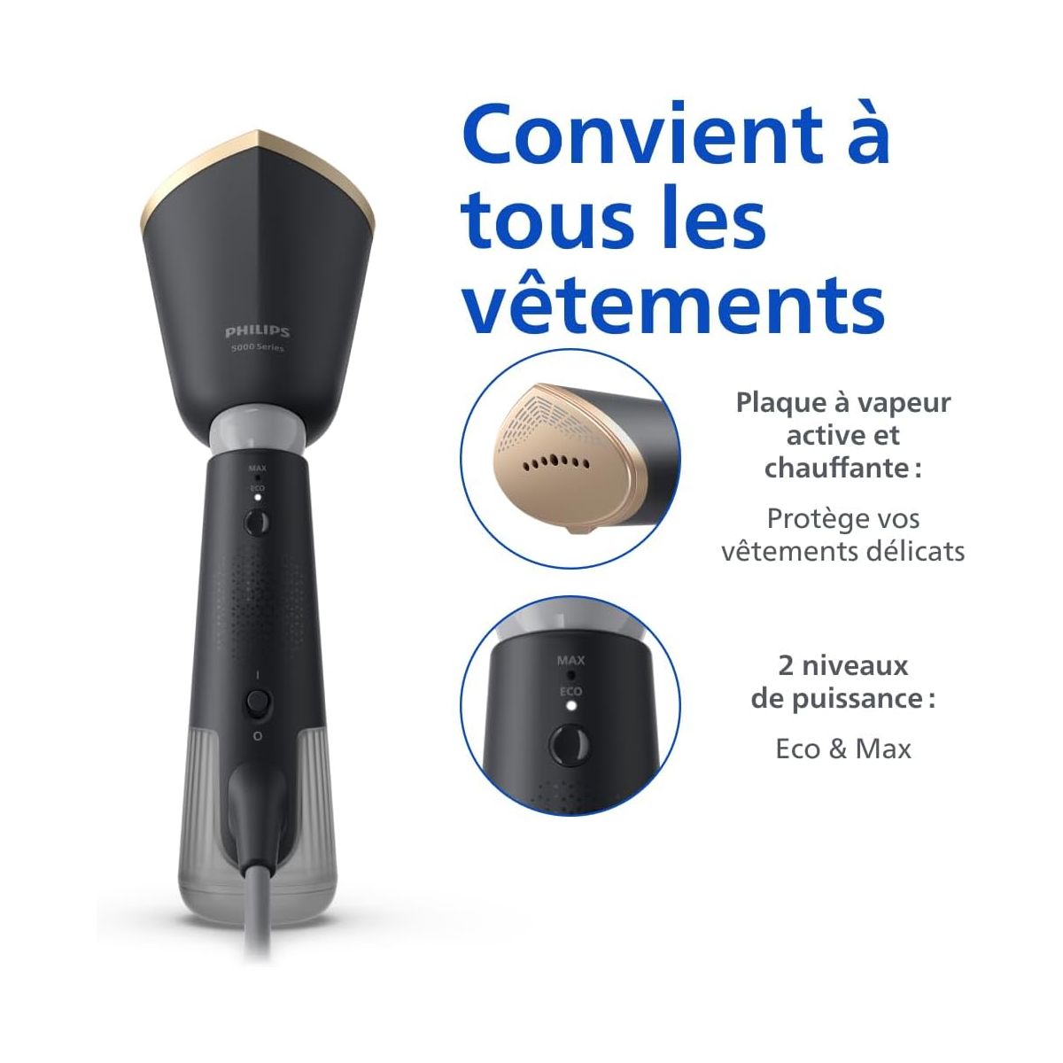 Défroisseur vapeur PHILIPS STH5030/80 steamer noir - 5