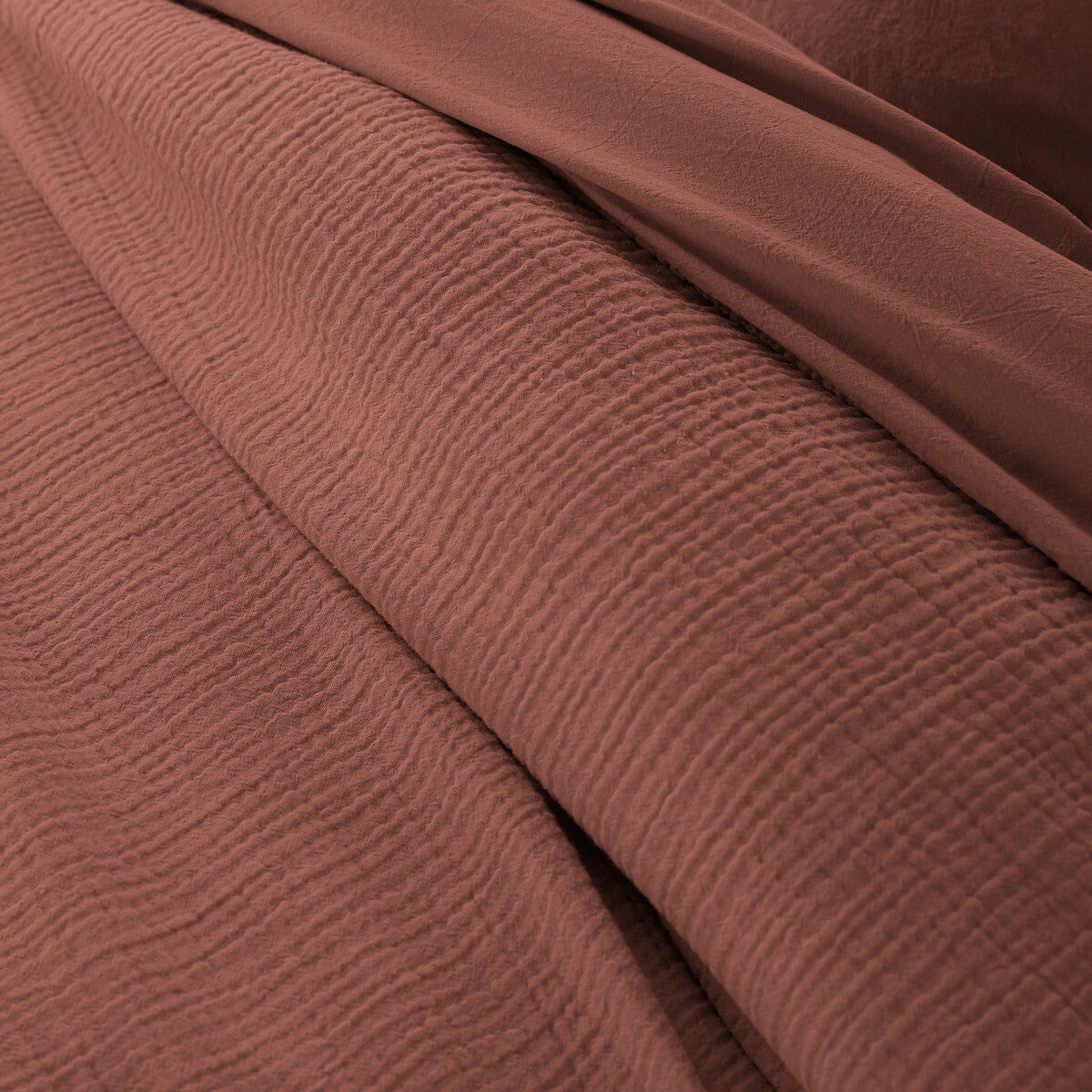 Housse de couette gaze de coton/coton lavé, Kumco - Terre de sienne - 240 x 220 cm - 3