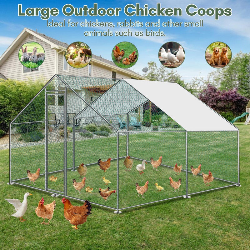 Galinheiro Galinheiro Aço galvanizado com rede com zona coberta com fechadura Galinheiro para pequenos animais 3 x 4 x 2 m 12m² - 3