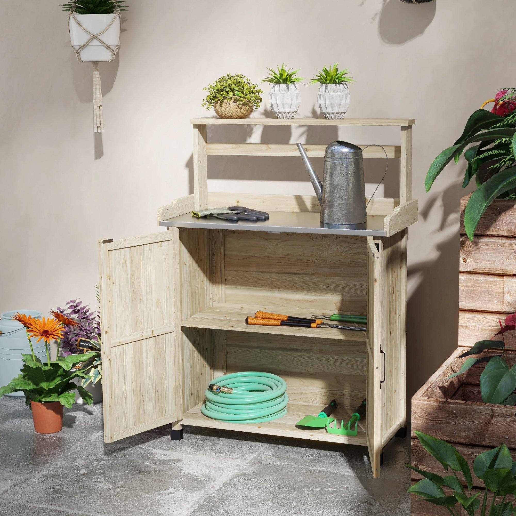 Table de rempotage bois de sapin Outsunny - 7