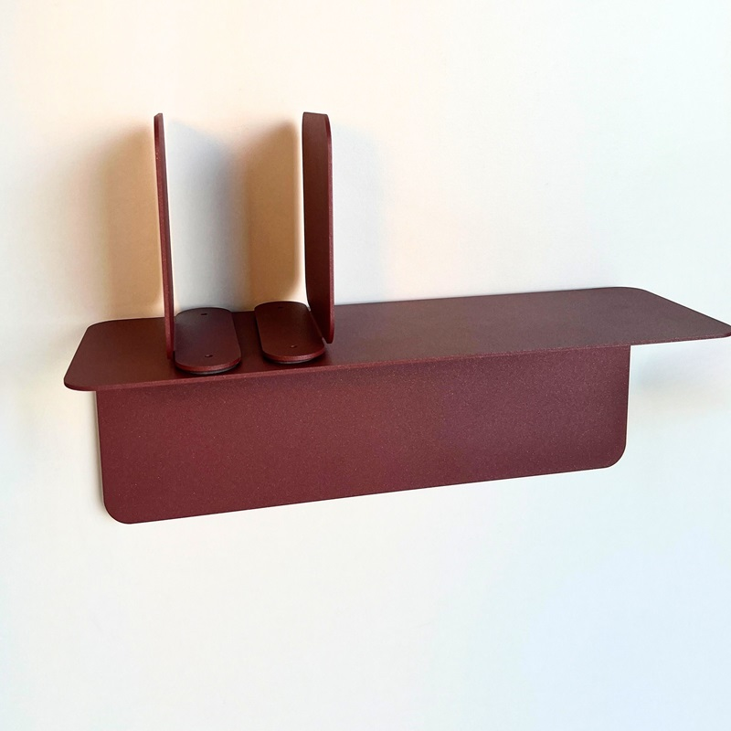 Etagère murale en L DECO-GEM, acier finition époxy red brown métallisé. 2 poses possibles. L.45 x H.15 x P.15,49 cm - 5