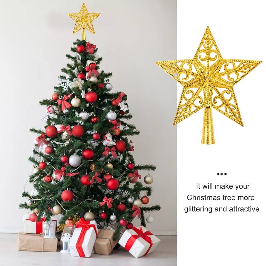 Topo de árvore de Natal, decoração de Natal, copa de árvore de Natal, enfeite de árvore de Natal, 20 cm (dourado) - 7