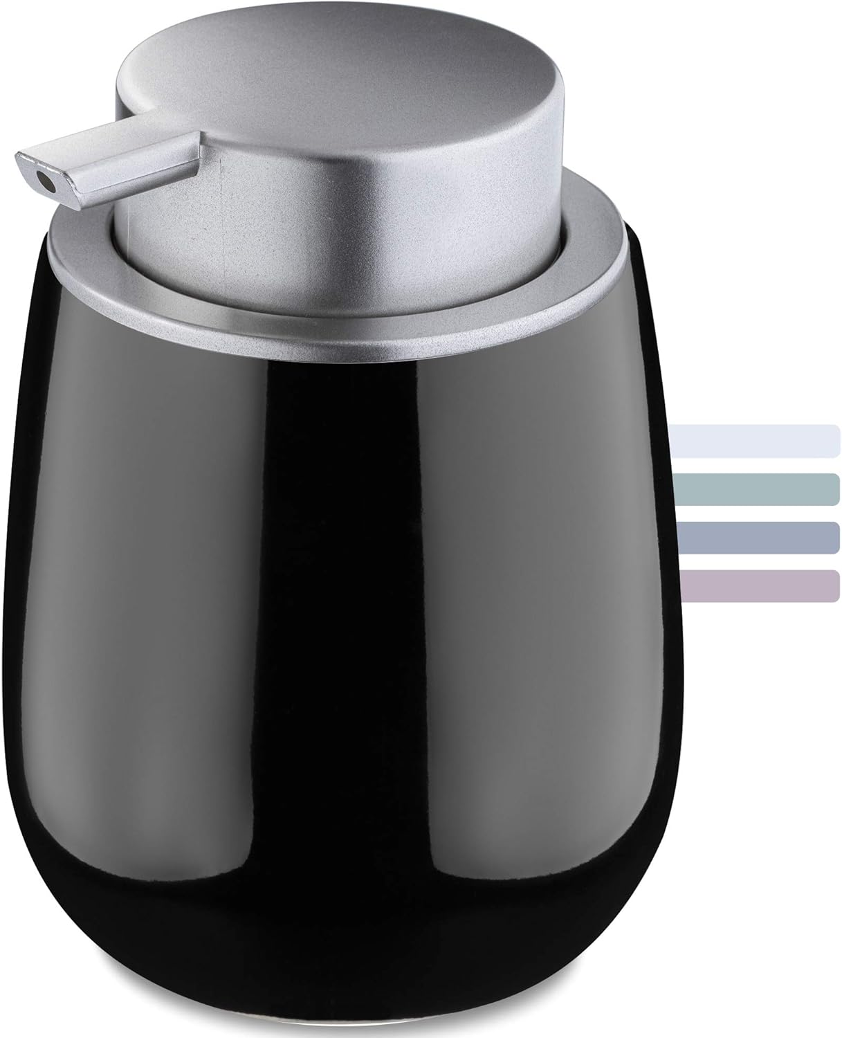 Dozownik do mydła ceramiczny, dozownik z pompką plastikową, dozownik do balsamu, dozownik do mydła w płynie, błyszczący, okrągły (czarny)