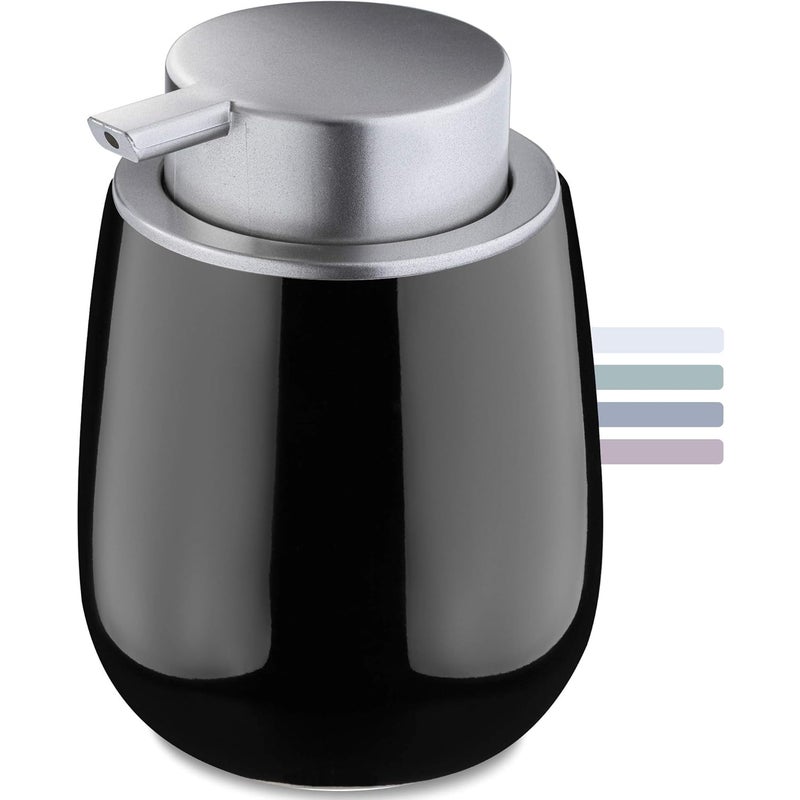 Dozownik do mydła ceramiczny, dozownik z pompką plastikową, dozownik do balsamu, dozownik do mydła w płynie, błyszczący, okrągły (czarny)