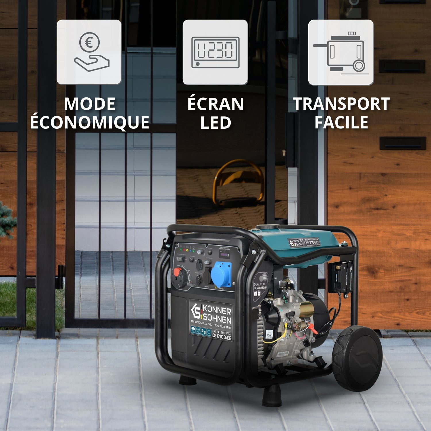 Groupe électrogène à essence-gaz de type inverter KS 8100iEG Puissance maximale 8.5 kW - 6