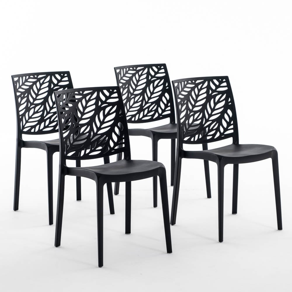 Mobilier Intérieur Extérieur Chaises Empilables Extérieur/Intérieur SIEDITI - Polypropylène Design Naturel - Lot De 4 Taupe Chaise Jardin Exterieur