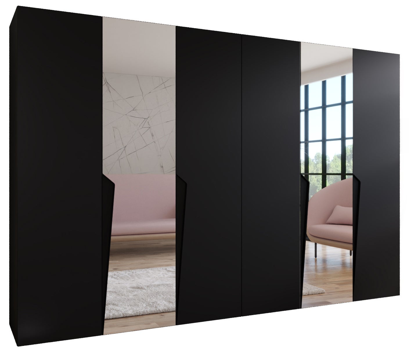 Szafa uchylna otwierana Piano 2 300 (150x2) x 52 x 202 cm czarny + u. Czarny Abiks Meble