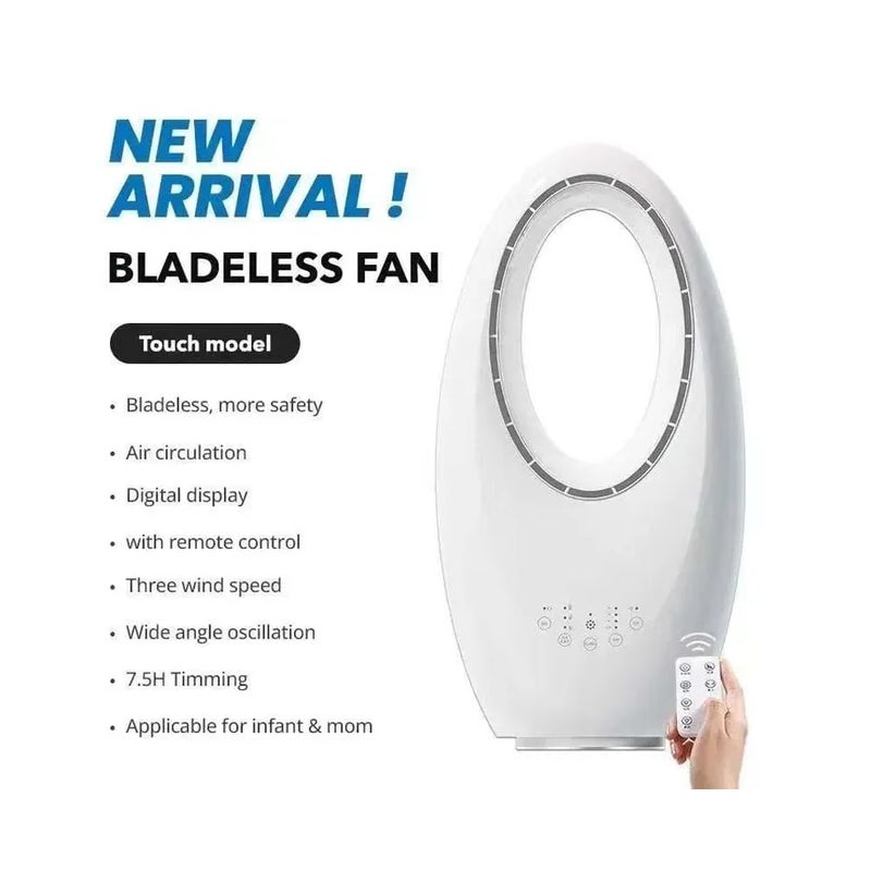 Ventilateur tour silencieux avec écran tactile et télécommande, 3 vitesses, oscillation de 60°, minuterie de 7,5 heures, lumière d'ambiance LED
