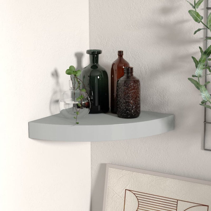 Narożna półka ścienna, szara, 25x25x3,8 cm, MDF vidaXL