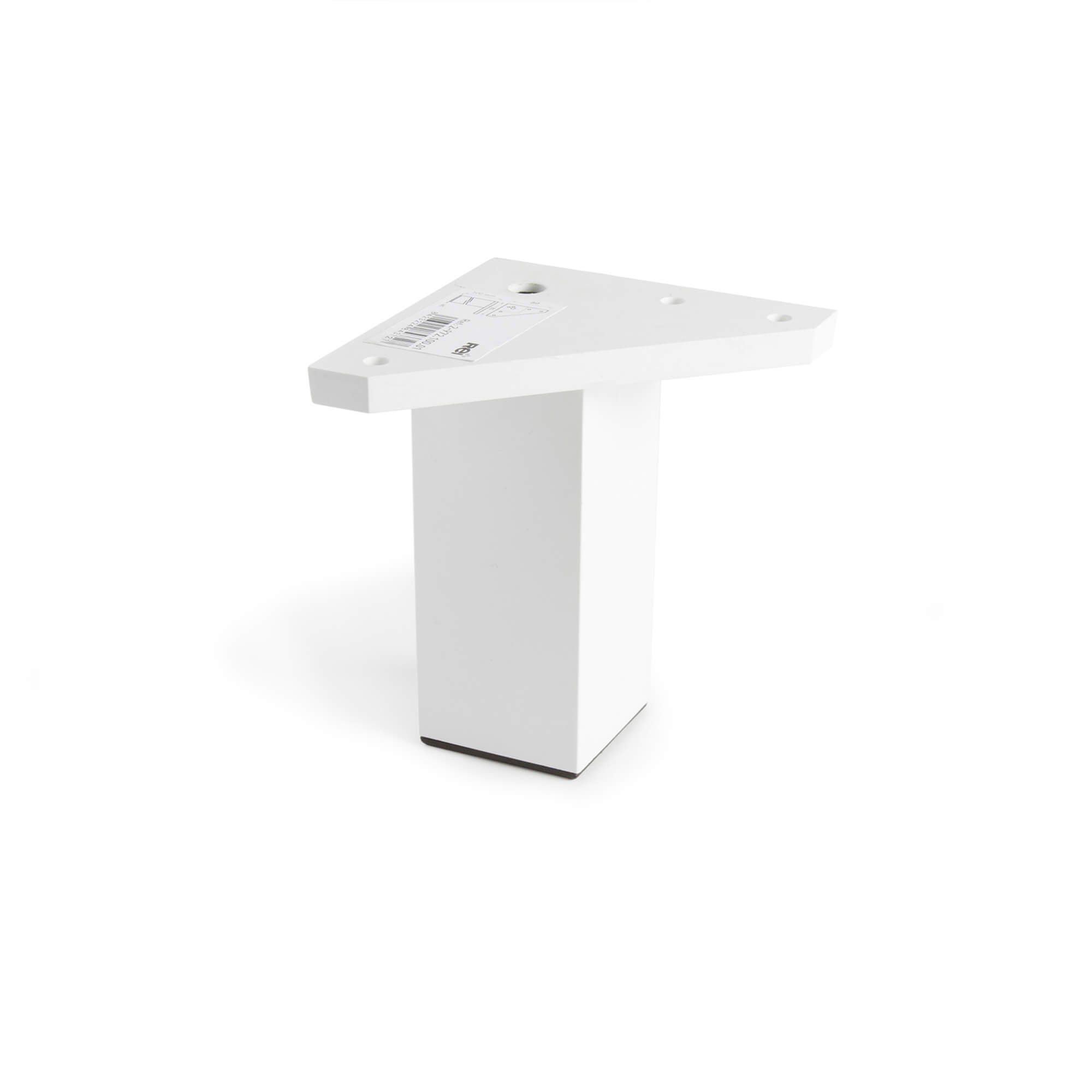4 Pièces Pied de meuble avec Plaque de Montage - Pour le table, lit, chaises - Plastiqué ABS - Hauteur: 10 cm - Couleur: Blanc - Ne comprend pas les - 2