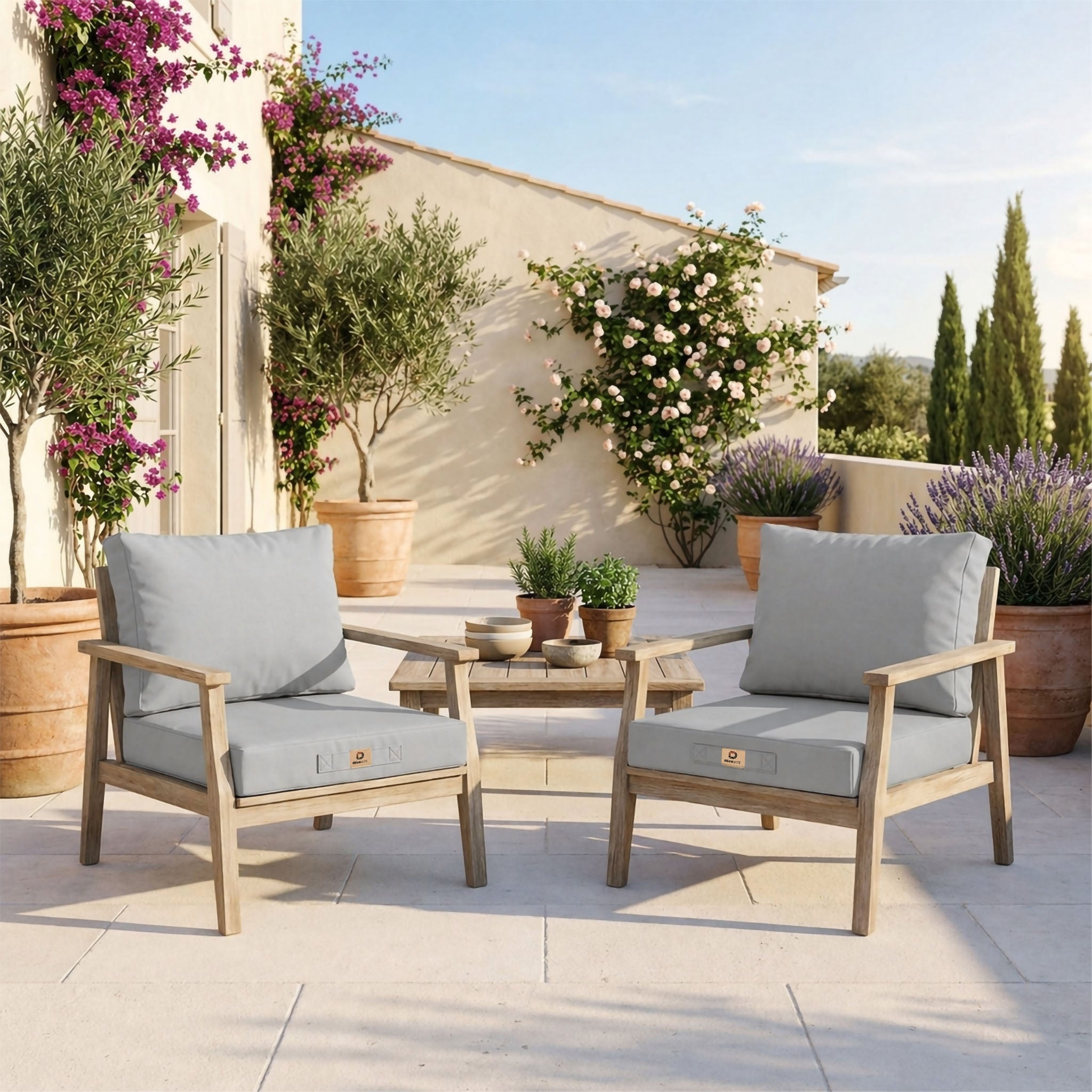 Coussins pour salon de jardin déhoussable 50x50cm Gris galet - 2