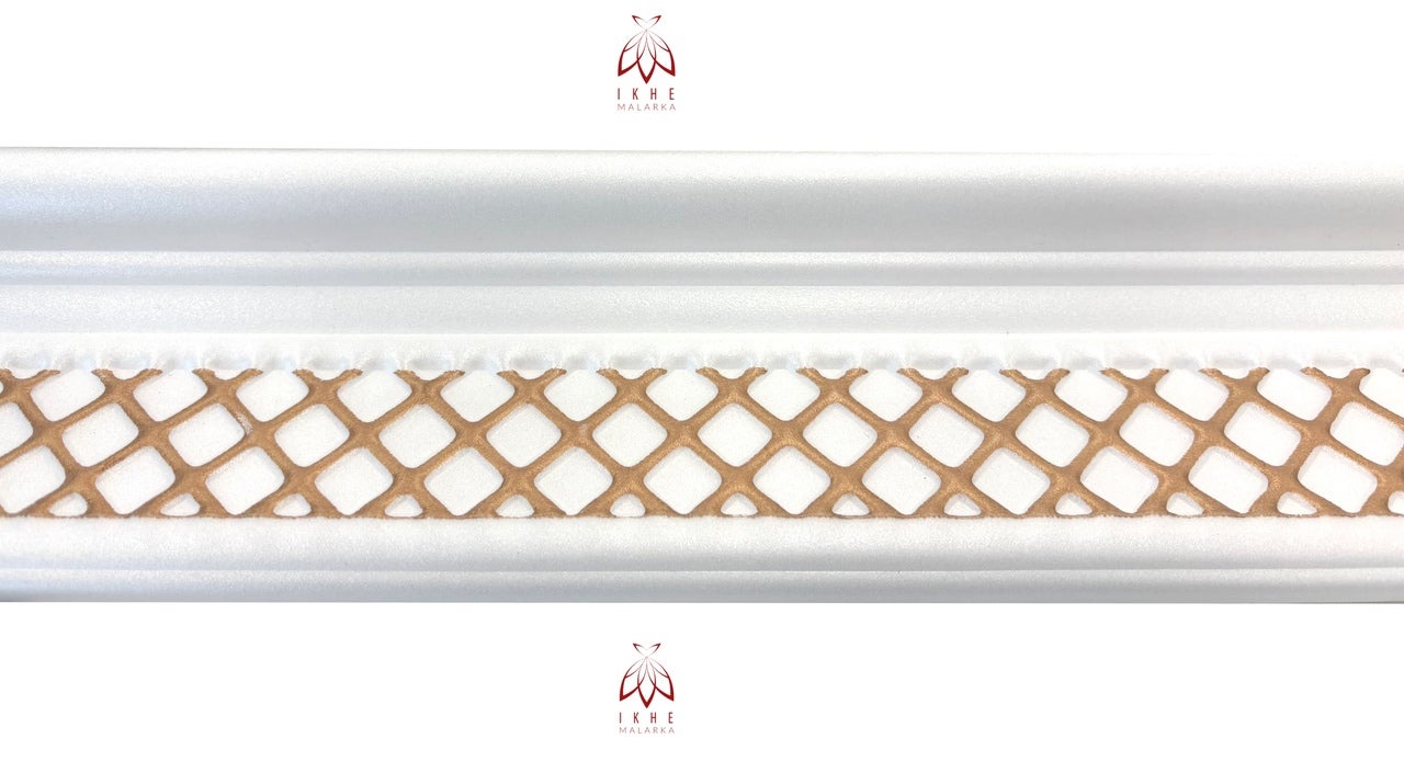 Cornisas de poliestireno XPS – molduras blancas para techo y pared – ligeras molduras decorativas de estuco 1 m (V02-08 Gold) - 4
