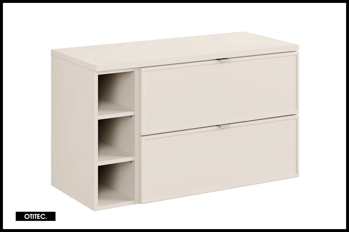 Szafka pod umywalkę nablatową BELLA CASHMERE 80cm kaszmirowa - zestaw 100 cm z regałem i blatem