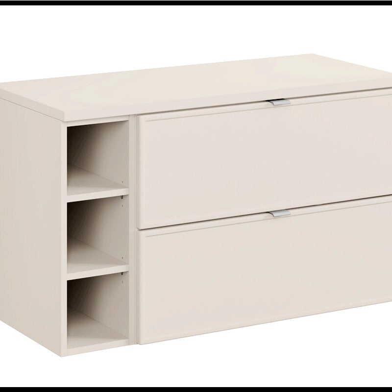 Szafka pod umywalkę nablatową BELLA CASHMERE 80cm kaszmirowa - zestaw 100 cm z regałem i blatem