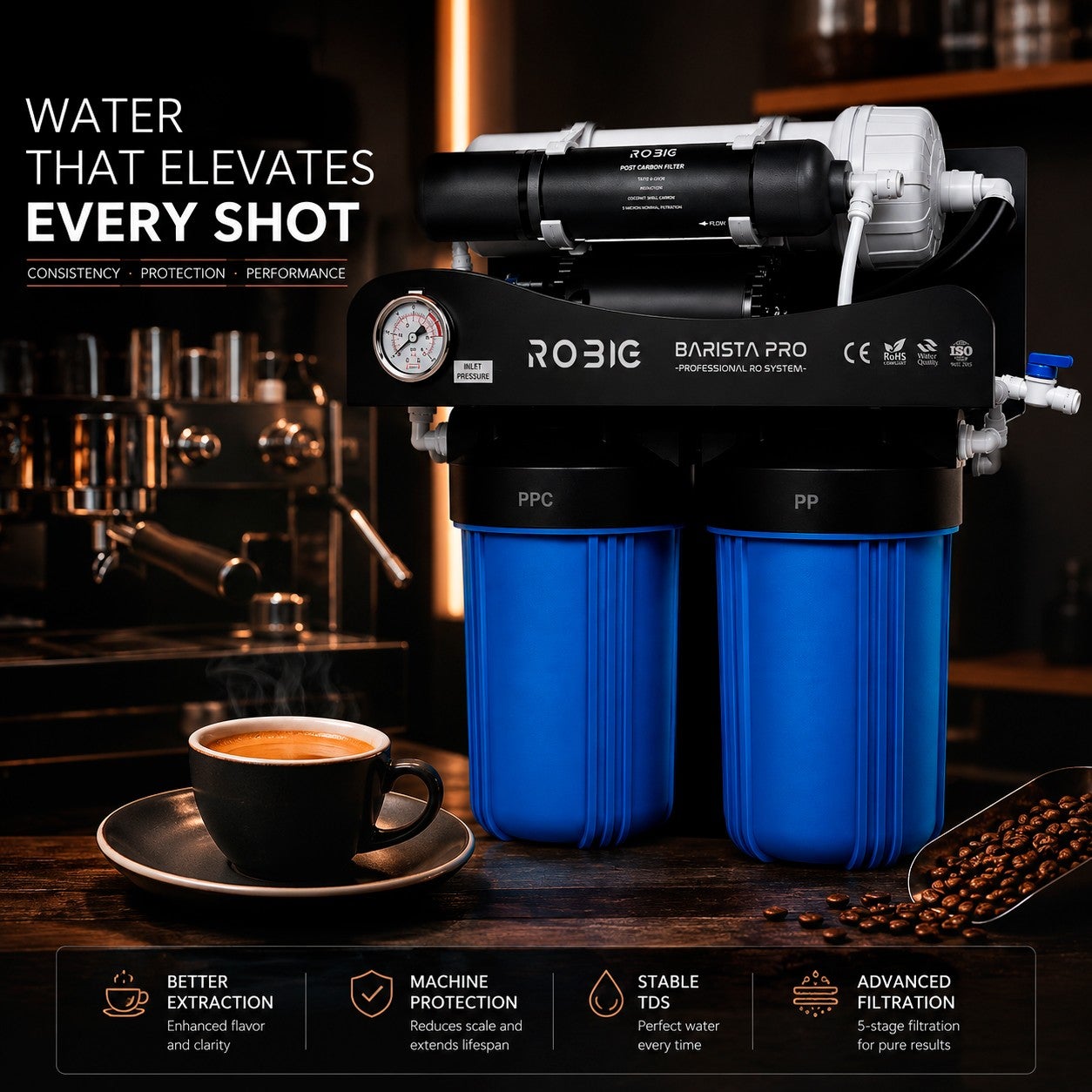 ROBIG Coffee 600GPD – Système Osmose Inverse Professionnel avec Mélangeur et Reminéralisation pour Espresso - 3