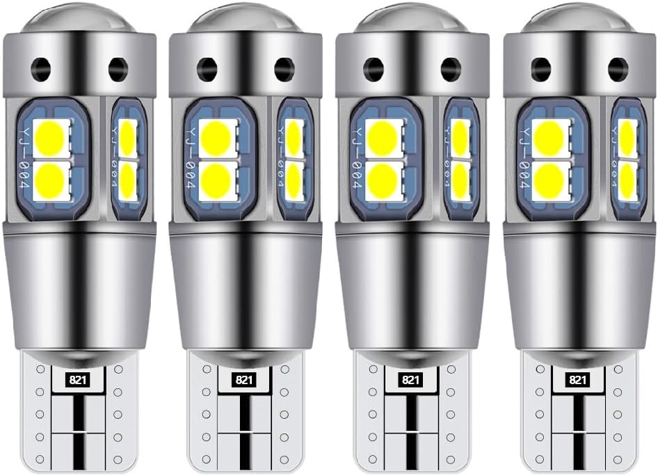 4 Ampoules LED T10 W5W - Pour Plafonniers, Feux De Plaque, Veilleuses Auto - Blanc 6000K - 12V-24V - Éclairage 360°