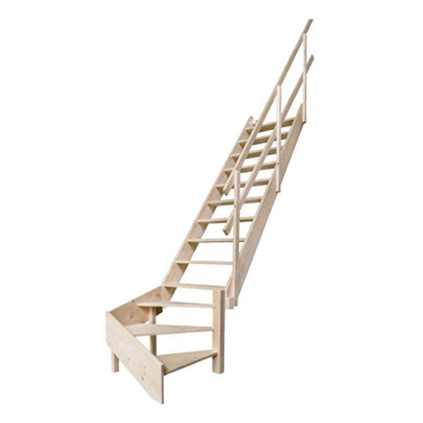 Escalier de meunier 16 marches - Quart tournant à droite - sans main courante - Hauteur à franchir 3,57m max - MSS-MSW-R/S