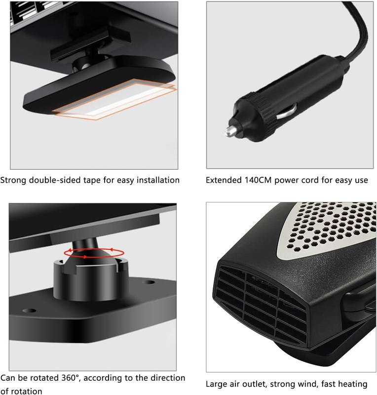 24 V, ogrzewacz samochodowy z gniazdem zapalniczki, 150 W, przenośny elektryczny wentylator, dmuchawa gorącego powietrza z wtyczką do zapalniczki (cz - 3