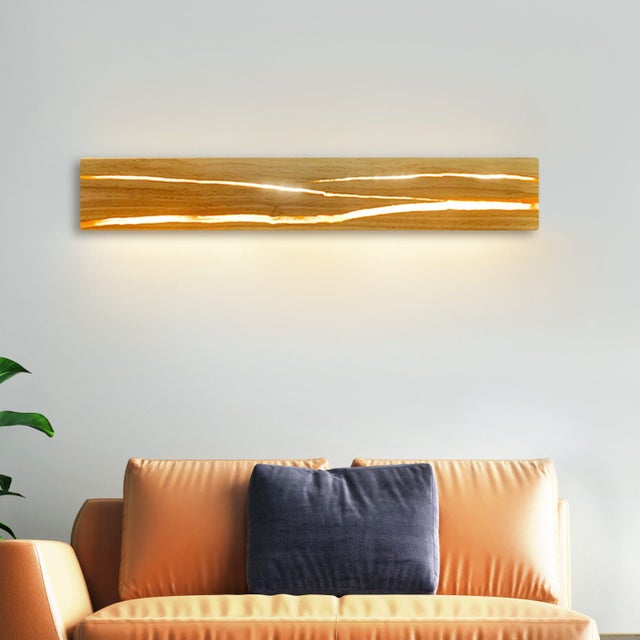 NETTLIFE Lámpara pared Luz pared LED Lámpara pasillo moderna madera para interiores 3000K Blanco cálido 50CM Lámpara indirecta para sala estar 8W