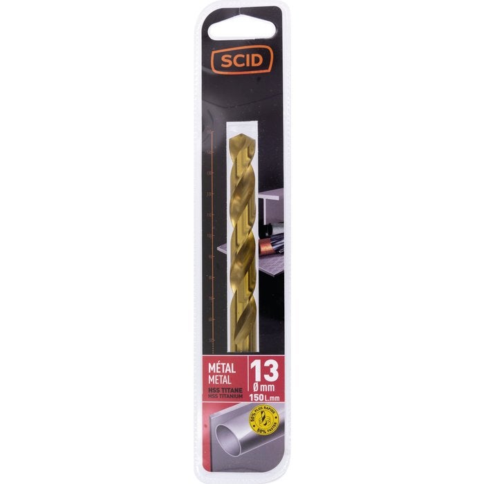 Foret métal HSS titane SCID - Longueur 150 mm - Diamètre 13 mm - 2