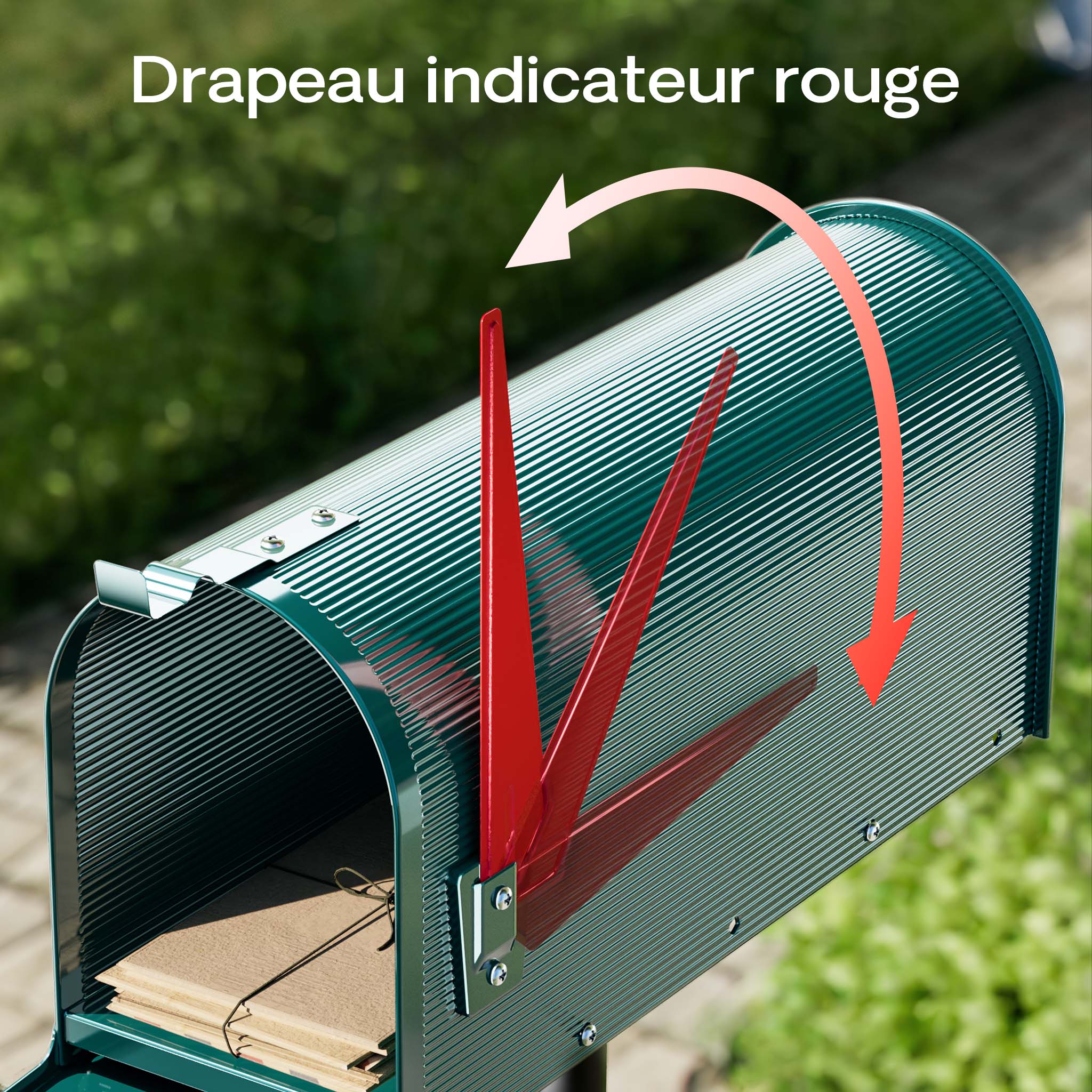 Boîte aux lettres design style américain, 150 x 513 x 223 mm, Couleur verte, Acier galvanisé, Boîte postale US Mailbox avec fanion Wiltec - 6