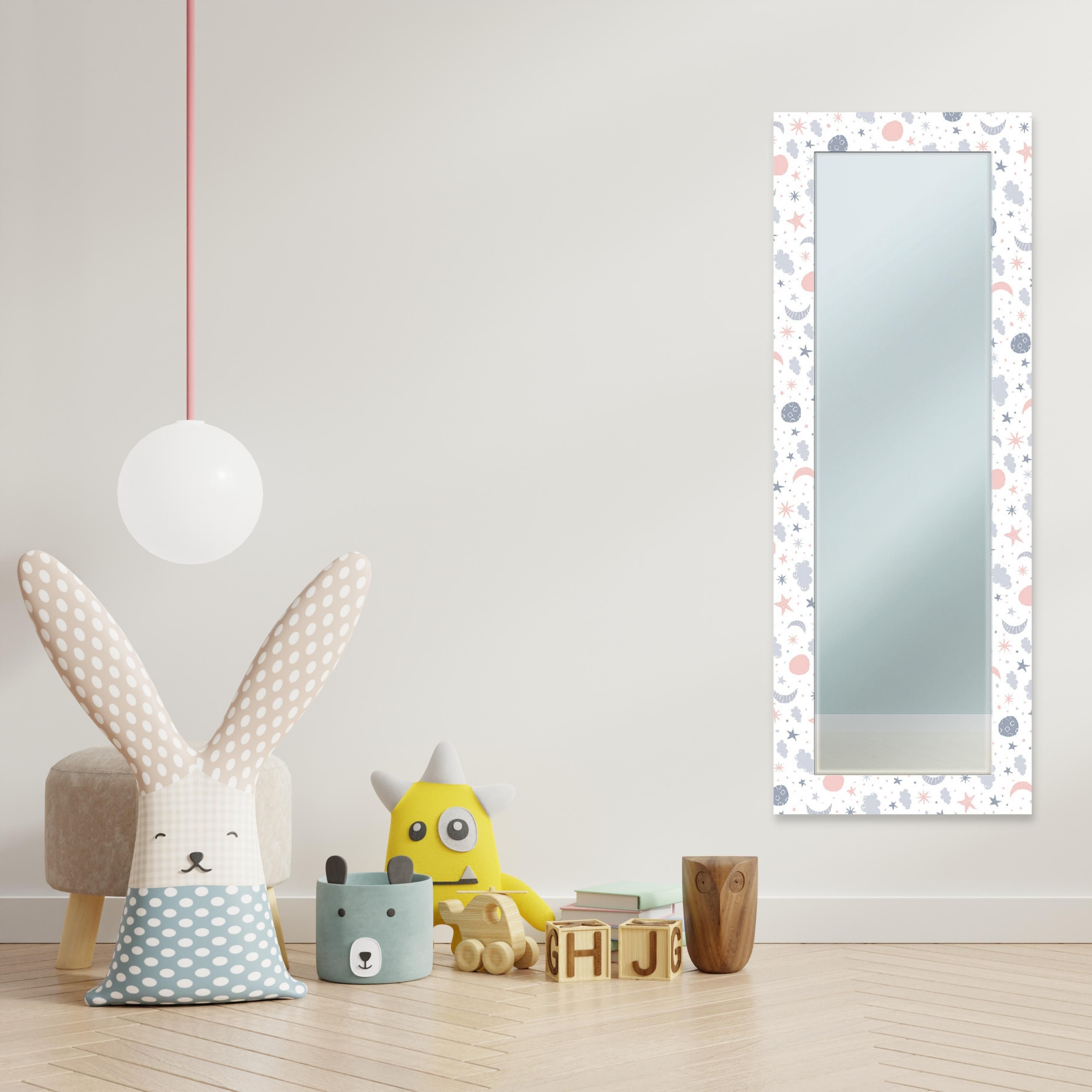 Specchio da parete lungo moderno Mirror Fantasy STELI BROWN 52x152 cm con cornice stampata, specchiera per camera da letto, soggiorno, ingresso