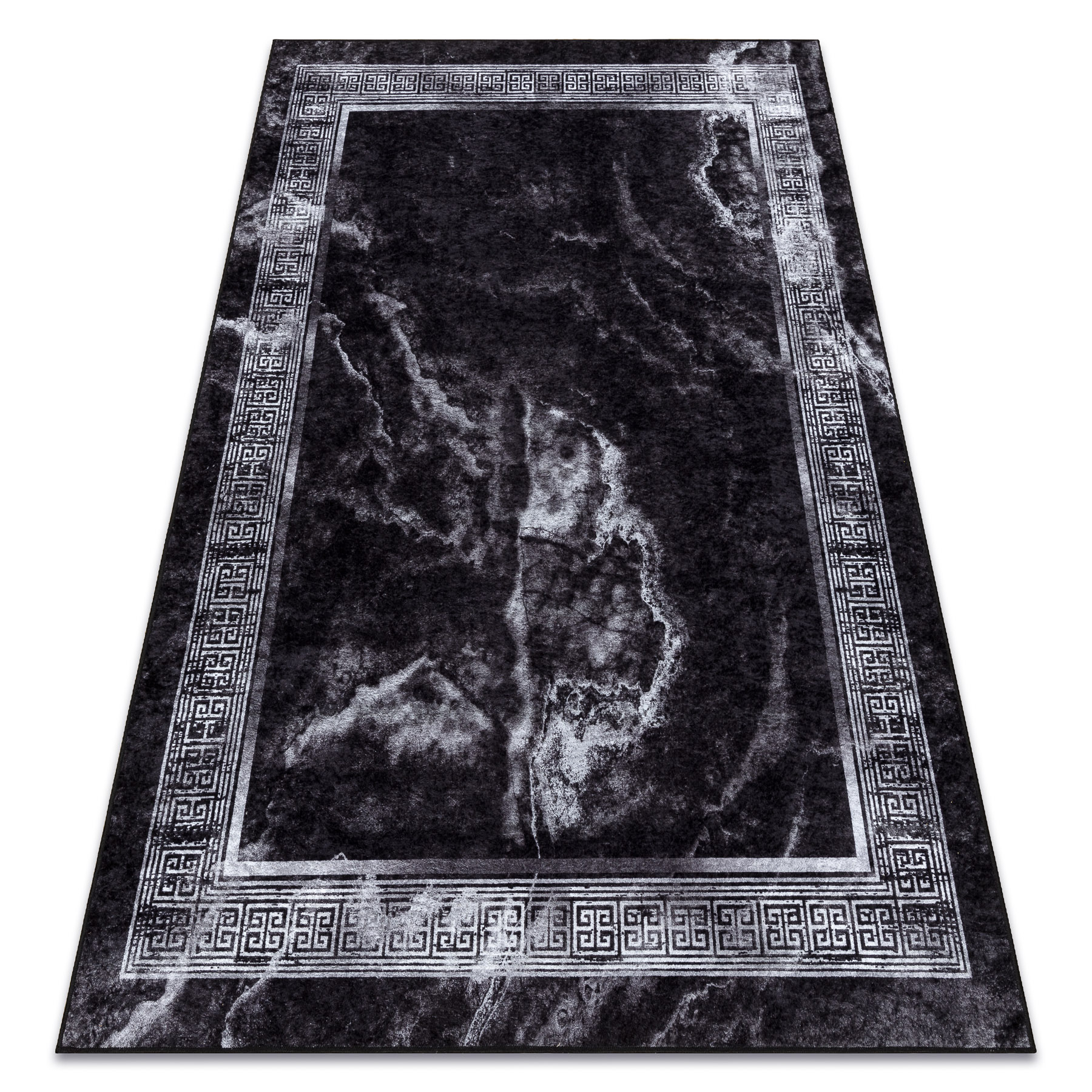 Dywan do prania MIRO 51278.810 Marmur, grecki antypoślizgowy - czarny / biały 160x220 cm