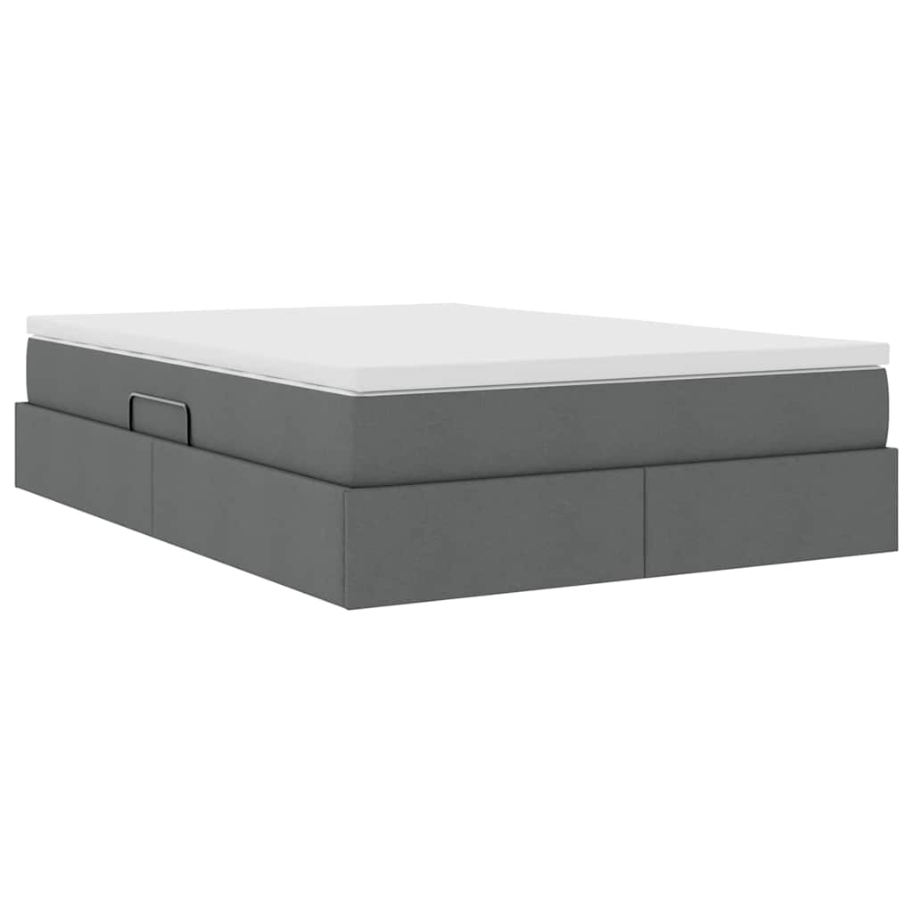 Lit avec rangement et matelas gris foncé 140 x 200 cm polyester - 5