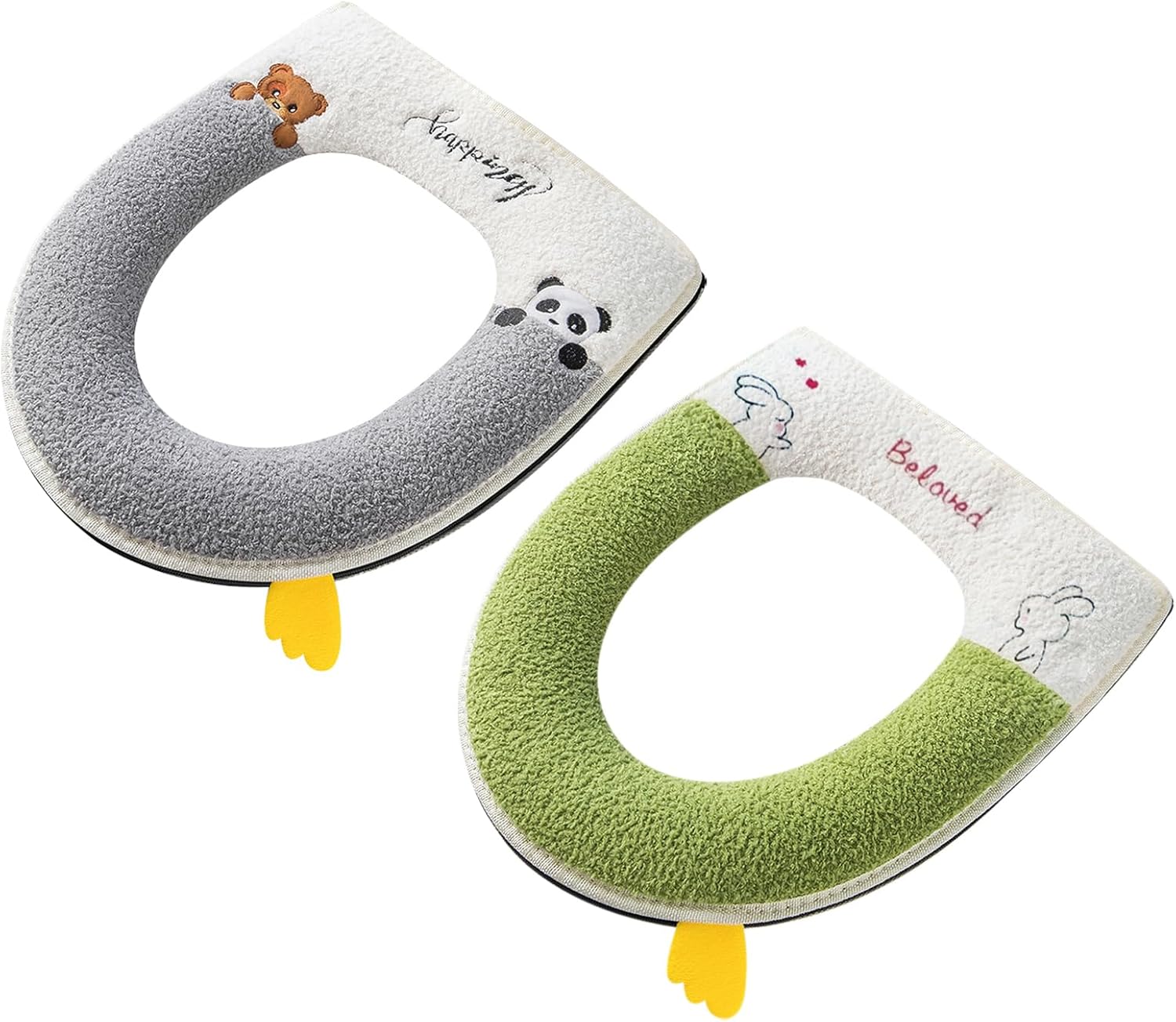 2-częściowa poduszka na deskę sedesową z uchwytem, zimowa poduszka na deskę sedesową, utrzymująca ciepło, do owalnych desek sedesowych, 38 x 43 cm